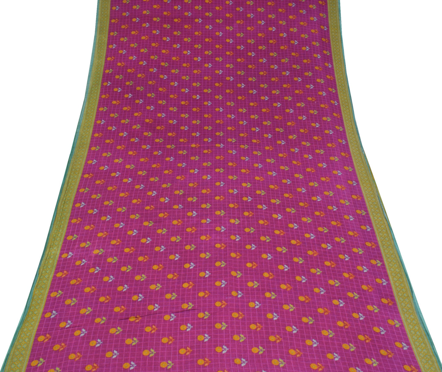 Sushila Vintage Saree 100% Pure Cotton Printed Purple Floral Soft Craft Fabric