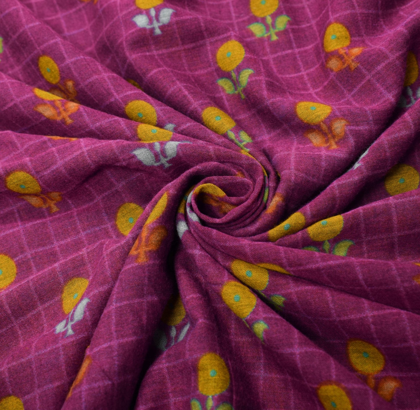Sushila Vintage Saree 100% Pure Cotton Printed Purple Floral Soft Craft Fabric