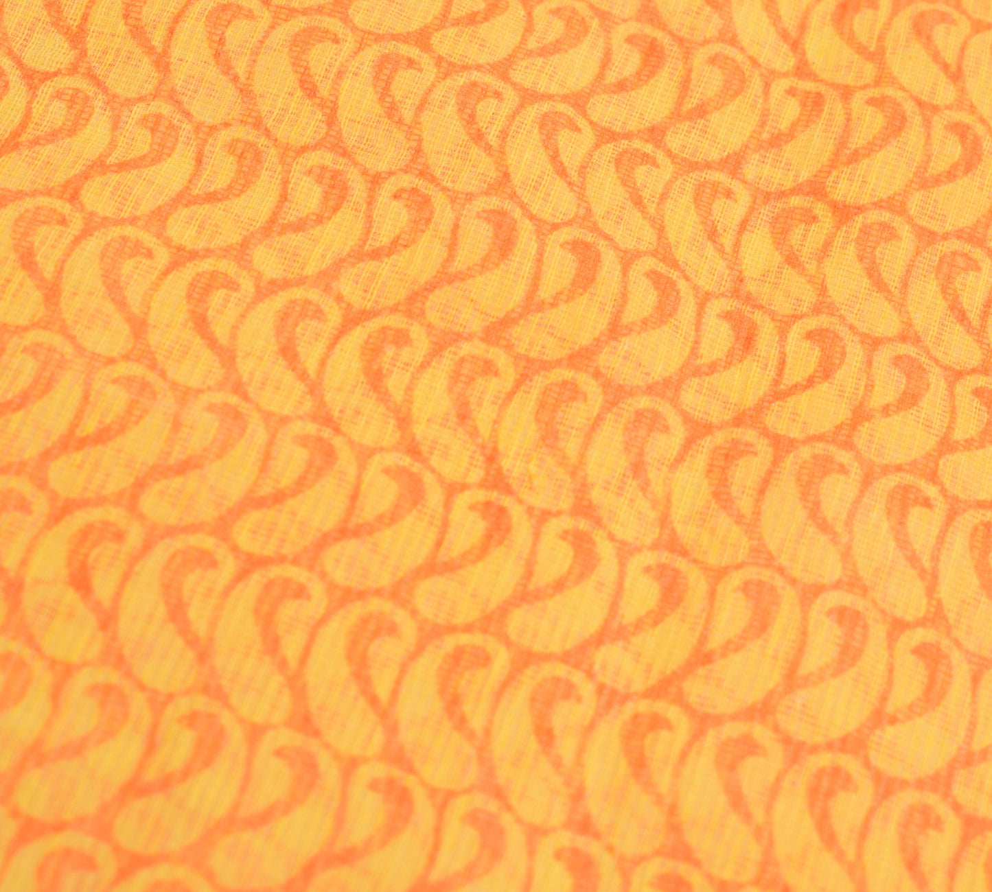 Sushila Vintage Yellow Saree with Border Art Cotton Printed Paisley Craft Fabric