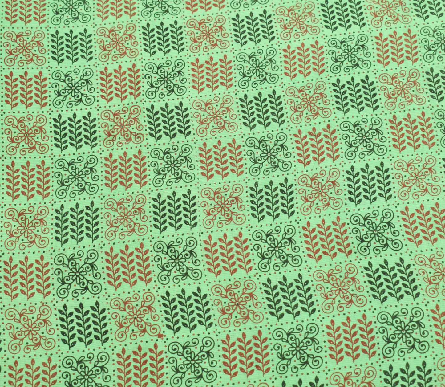 Sushila Vintage Green Saree Pure Cotton Hand Printed Floral Soft Craft Fabric