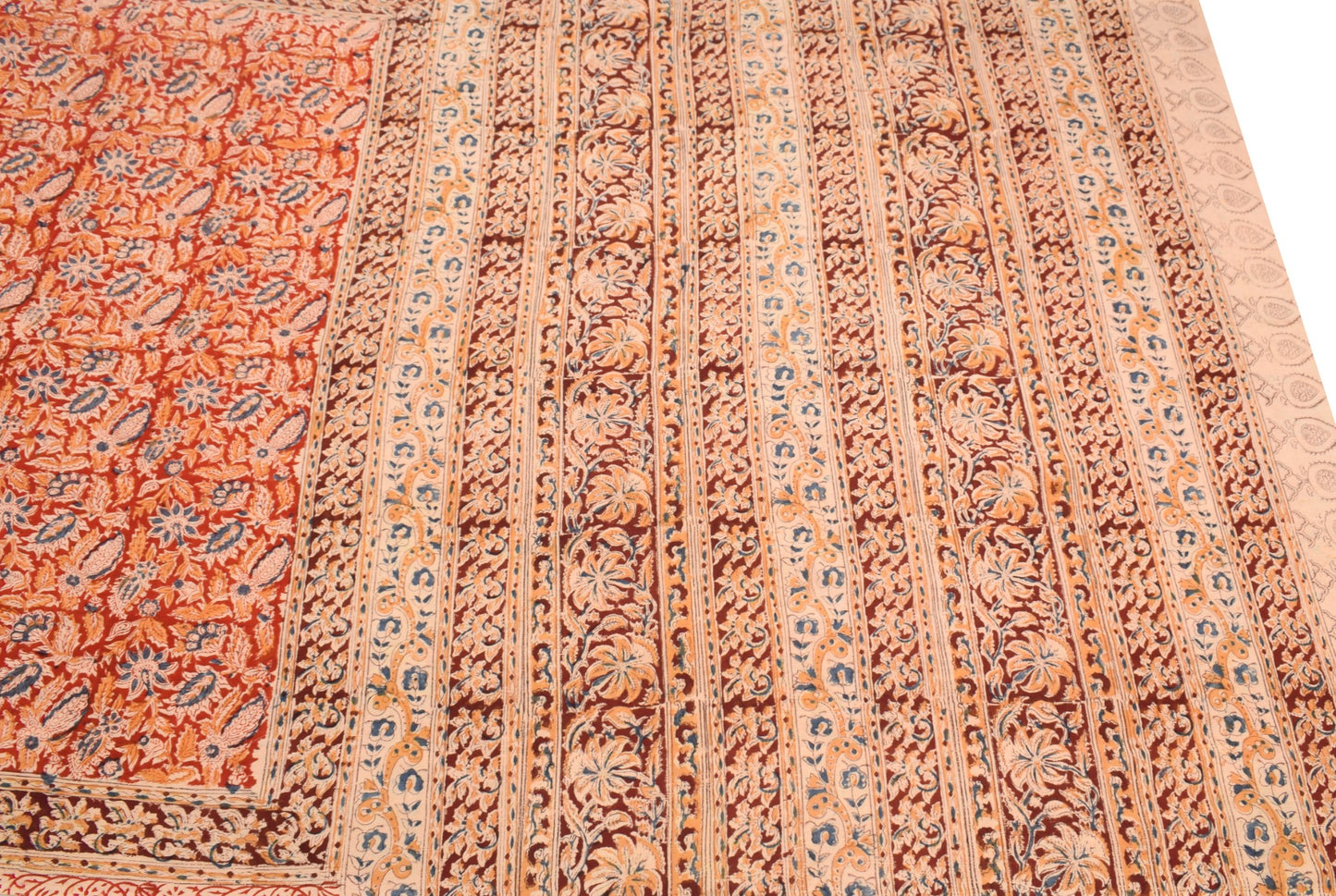 Sushila Vintage Real Ajrakh Print Saree Pure Cotton Red Handloom Sari Fabric