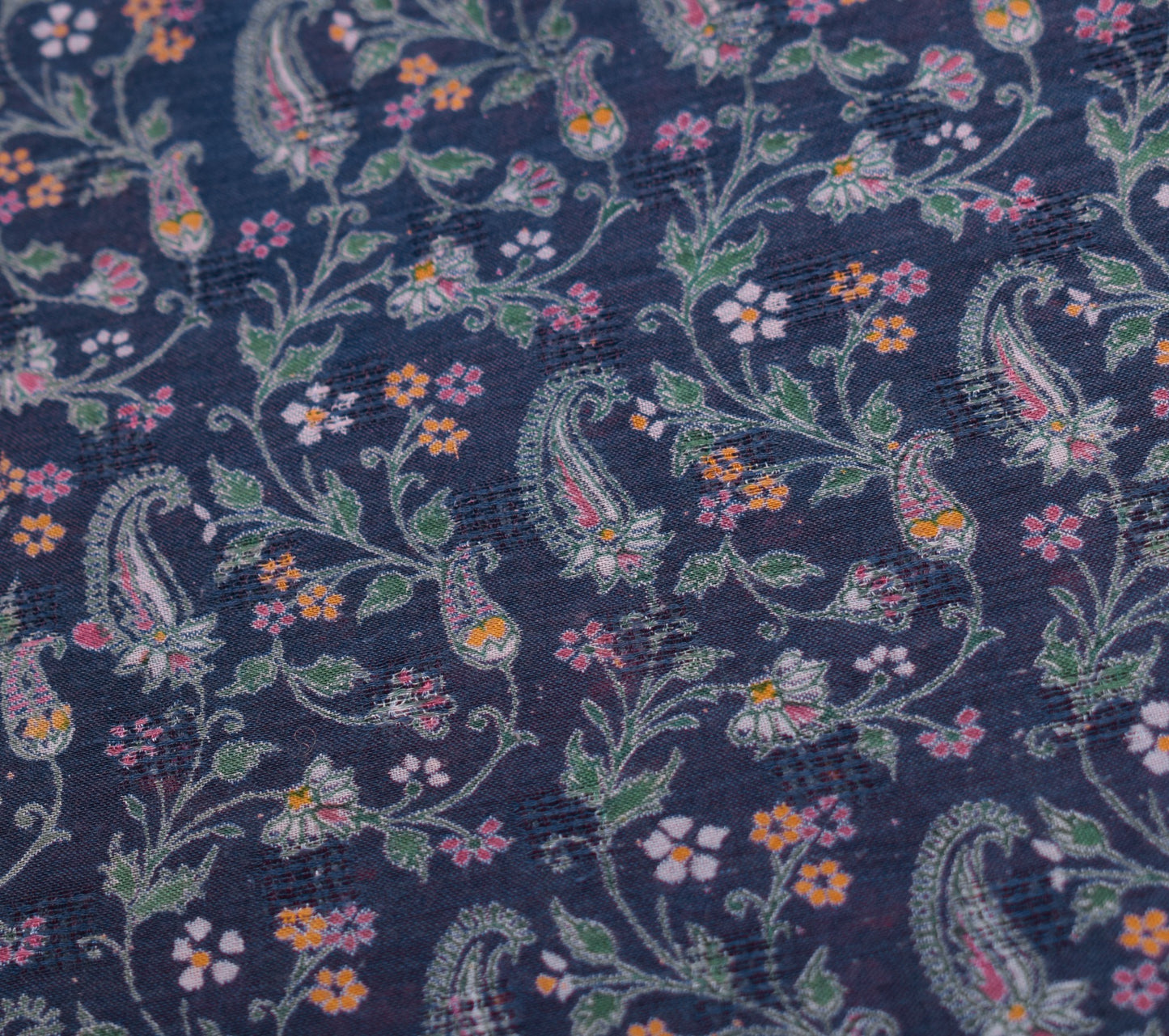 Sushila Vintage Paisley Printed Saree 100% Pure Cotton Blue Soft Craft Fabric