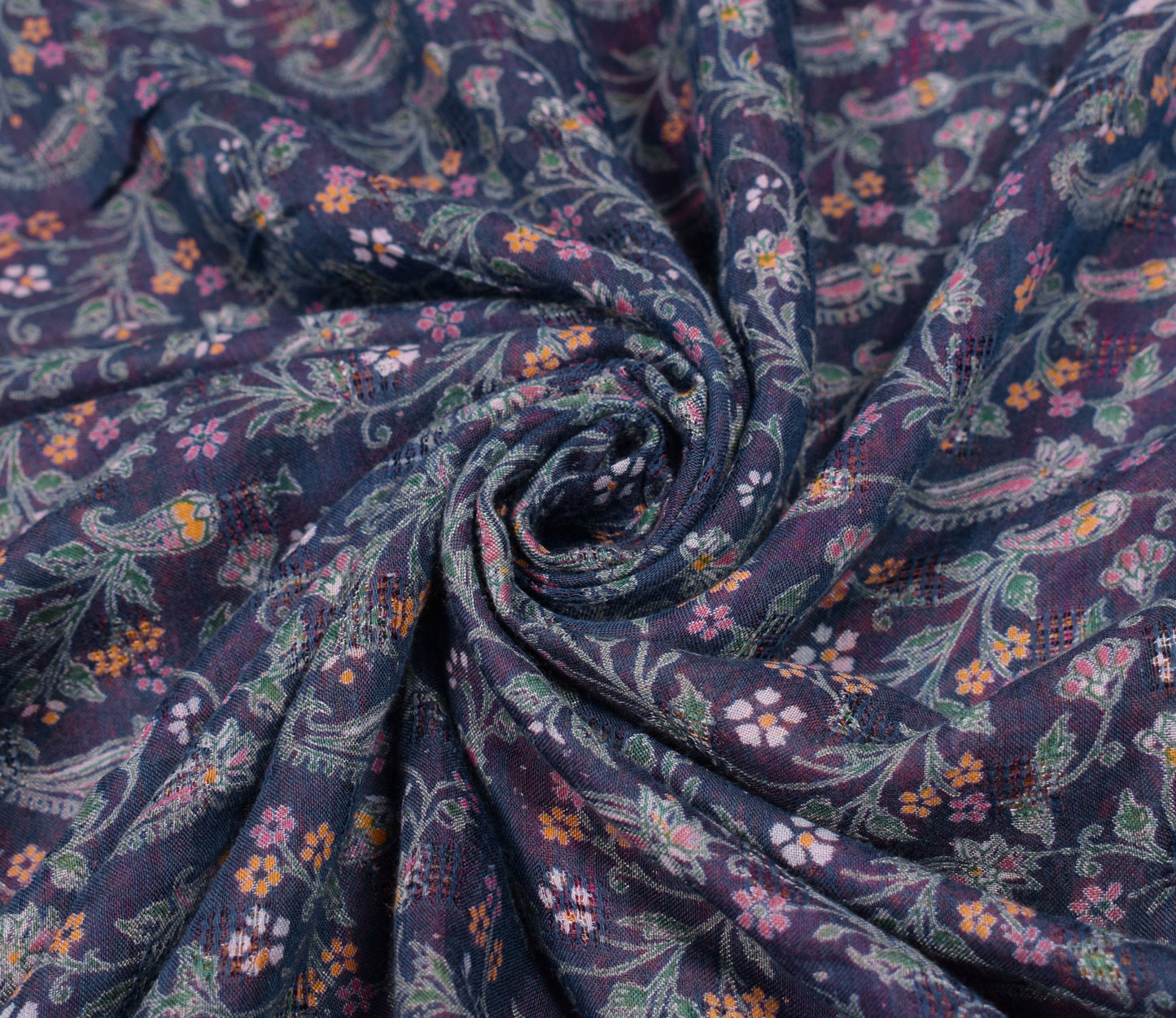 Sushila Vintage Paisley Printed Saree 100% Pure Cotton Blue Soft Craft Fabric