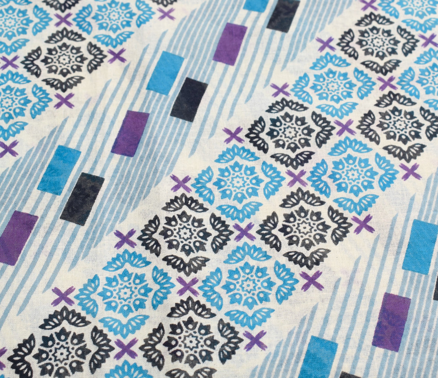 Sushila Vintage Indian Saree 100% Pure Cotton Printed Floral Cream Craft Fabric