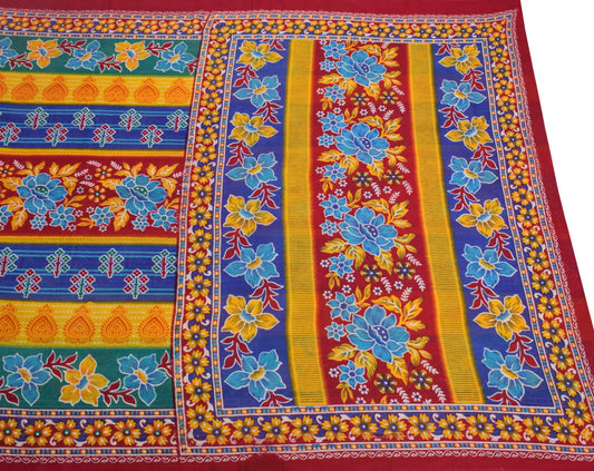 Sushila Vintage Floral Saree Pure Cotton Printed Multi-Color Soft Craft Fabric