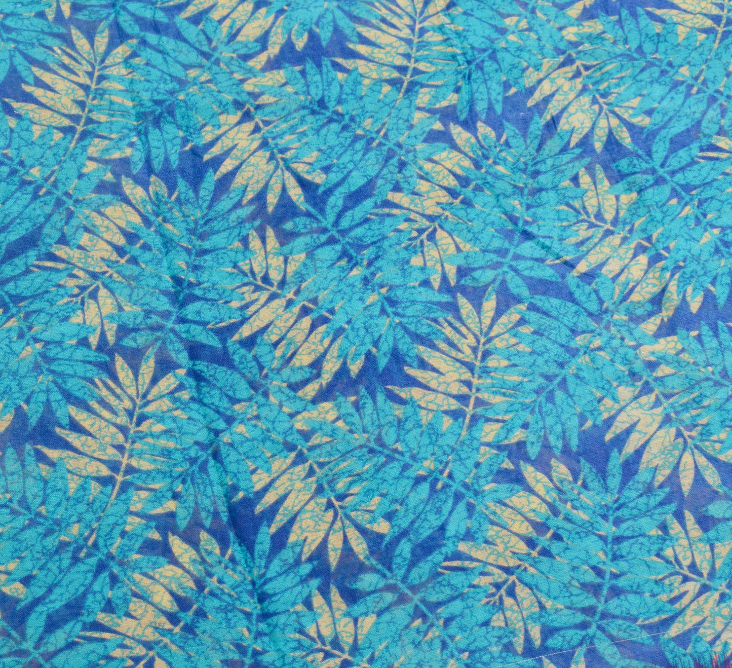 Sushila Vintage Floral Saree Blue 100% Pure Cotton Printed Soft Craft Fabric