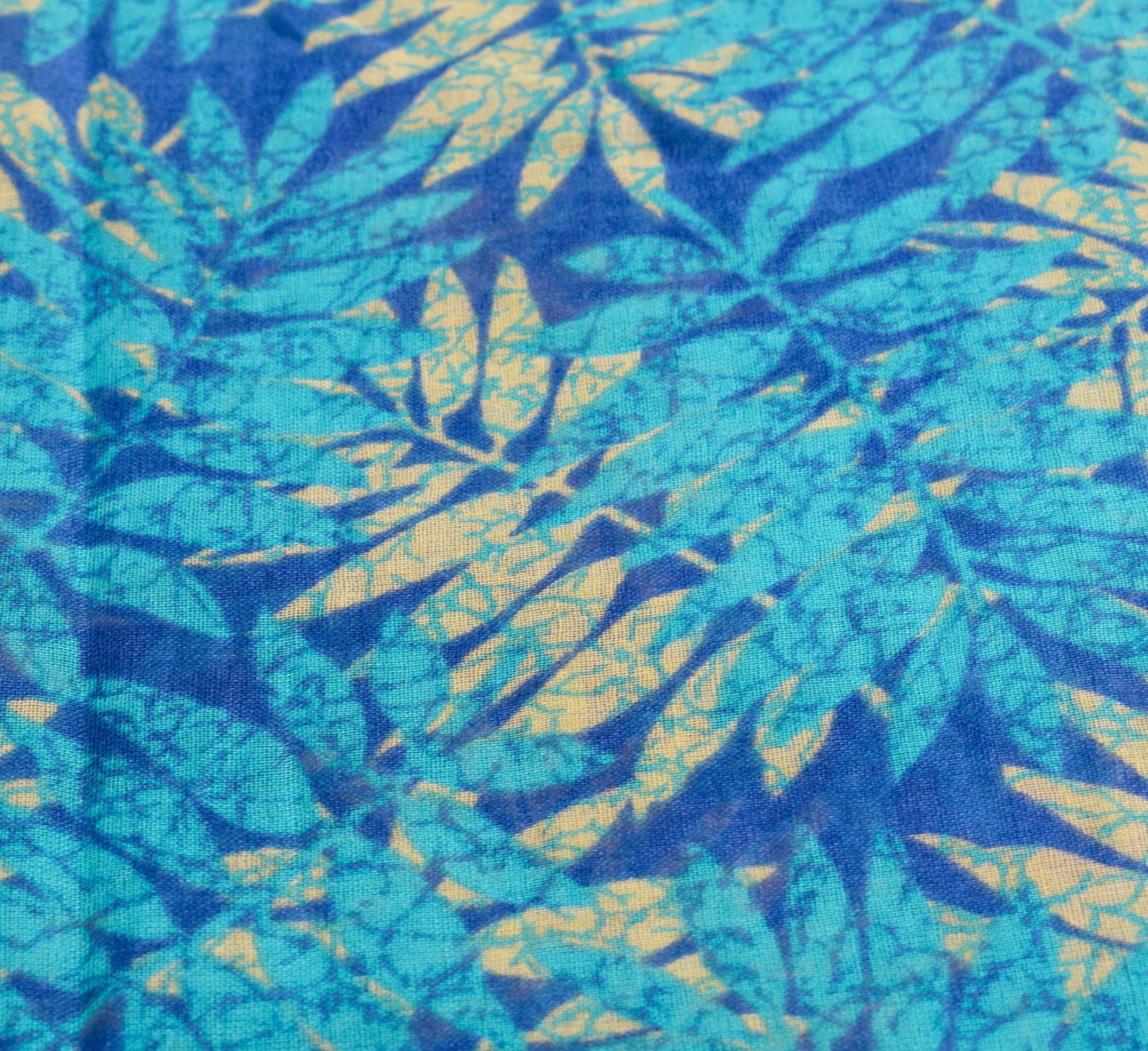 Sushila Vintage Floral Saree Blue 100% Pure Cotton Printed Soft Craft Fabric