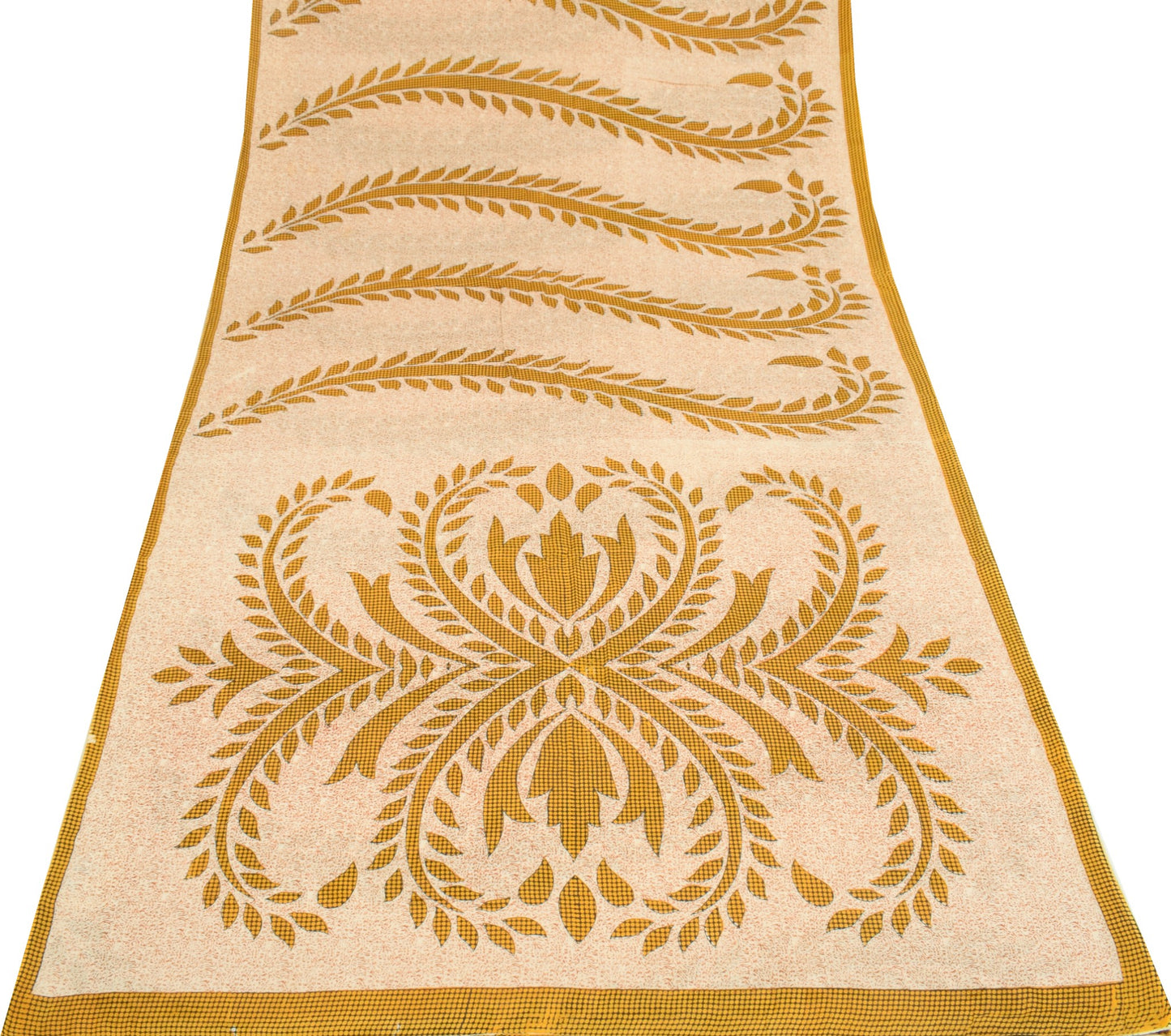 Sushila Vintage Floral Cream Saree 100% Pure Cotton Printed Soft Craft Fabric