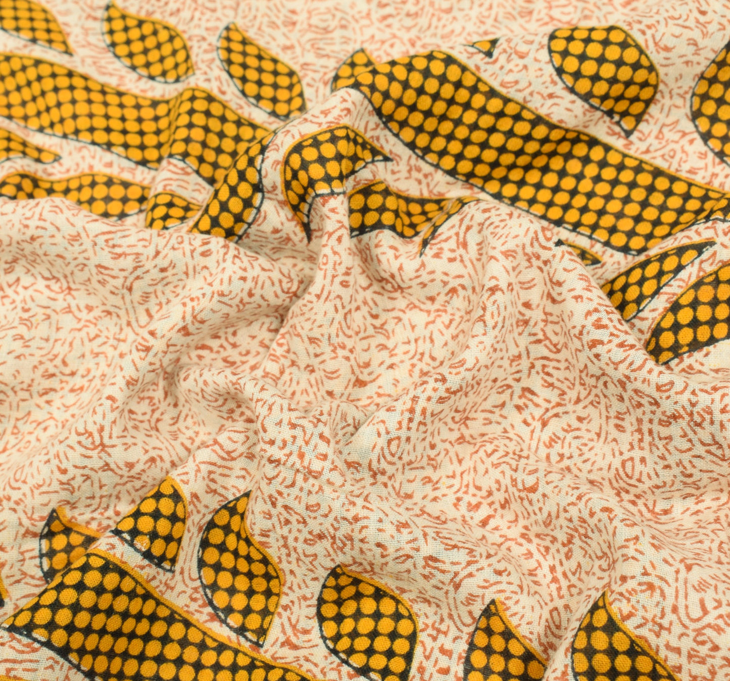 Sushila Vintage Floral Cream Saree 100% Pure Cotton Printed Soft Craft Fabric