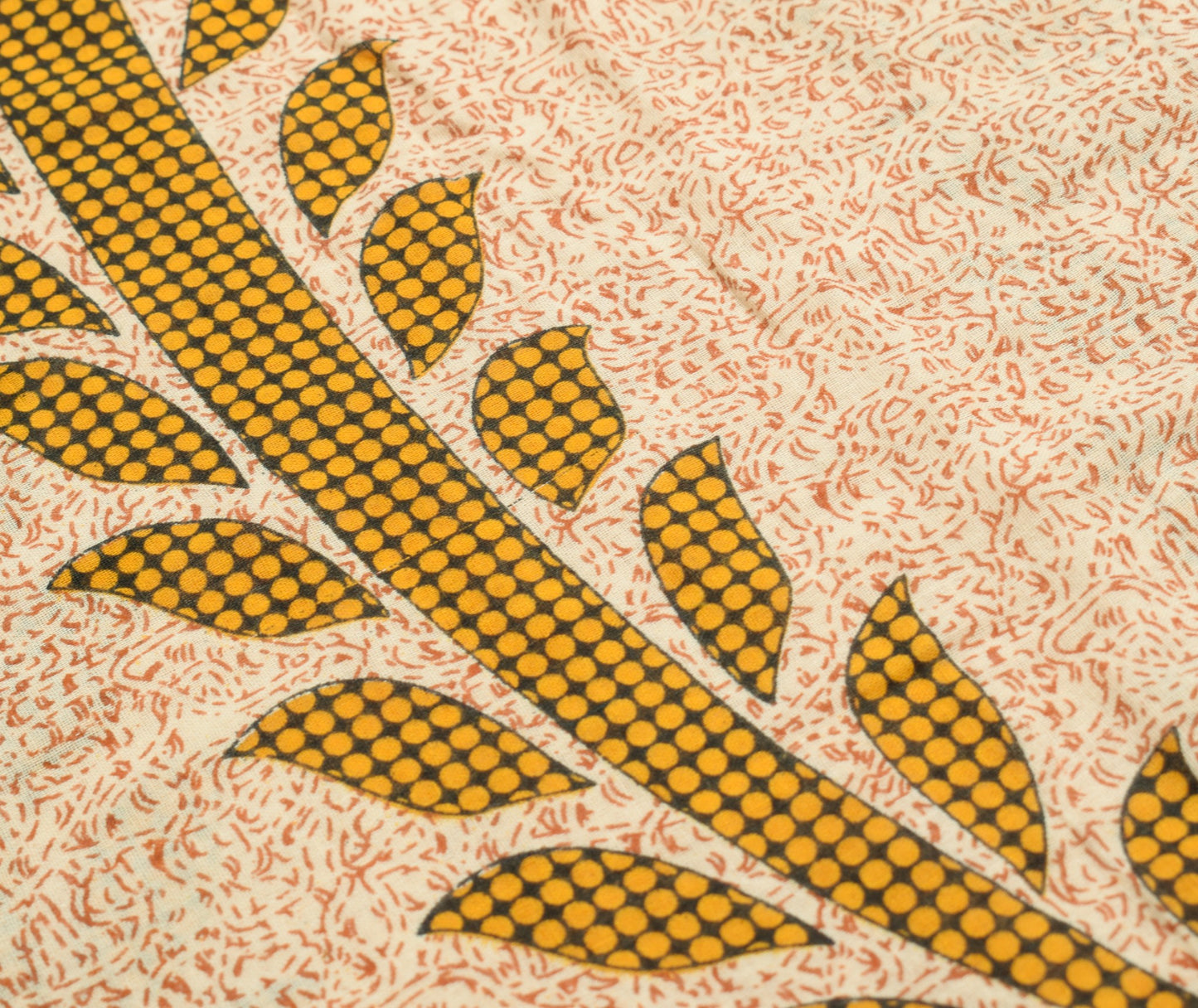 Sushila Vintage Floral Cream Saree 100% Pure Cotton Printed Soft Craft Fabric