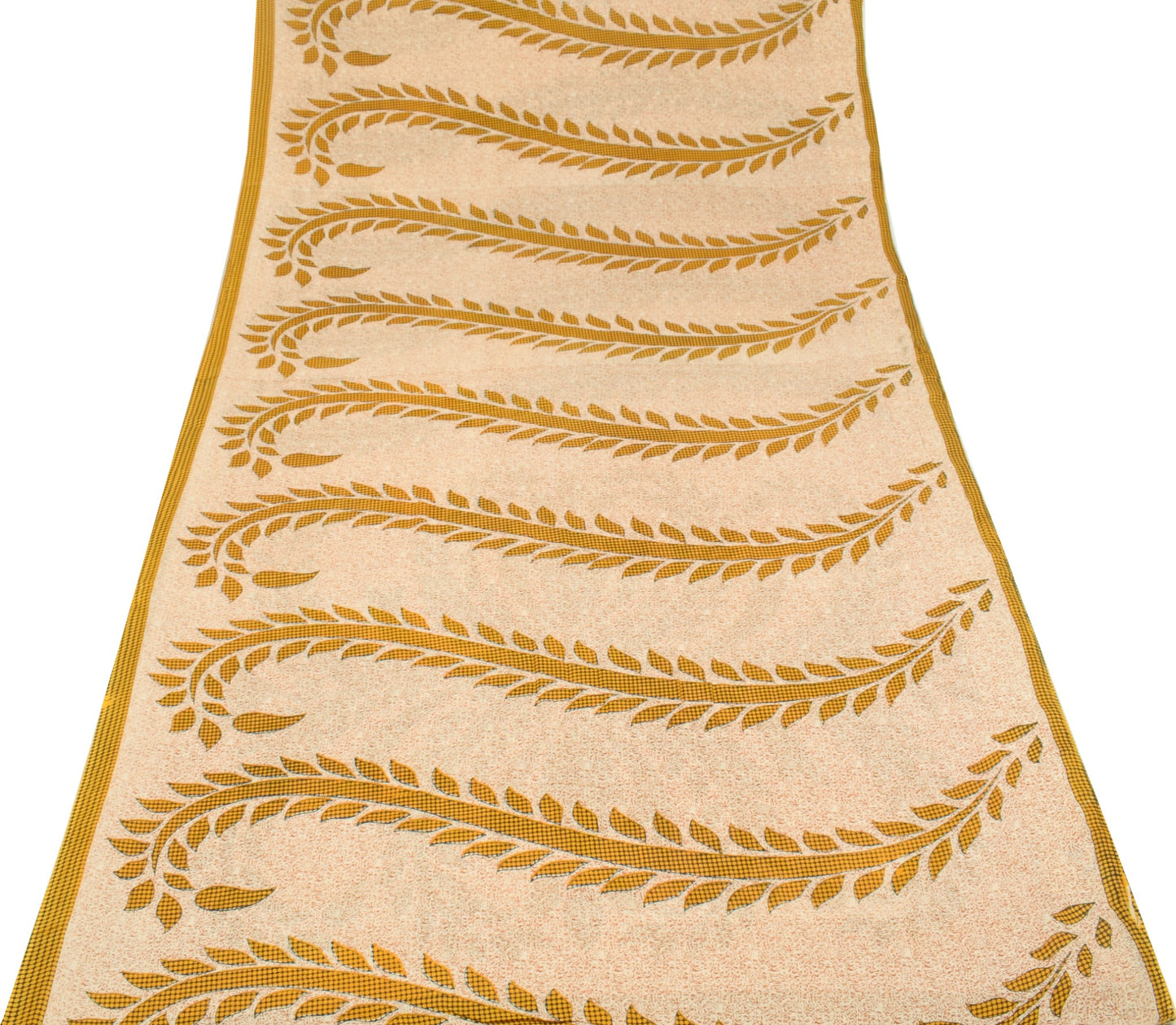 Sushila Vintage Floral Cream Saree 100% Pure Cotton Printed Soft Craft Fabric