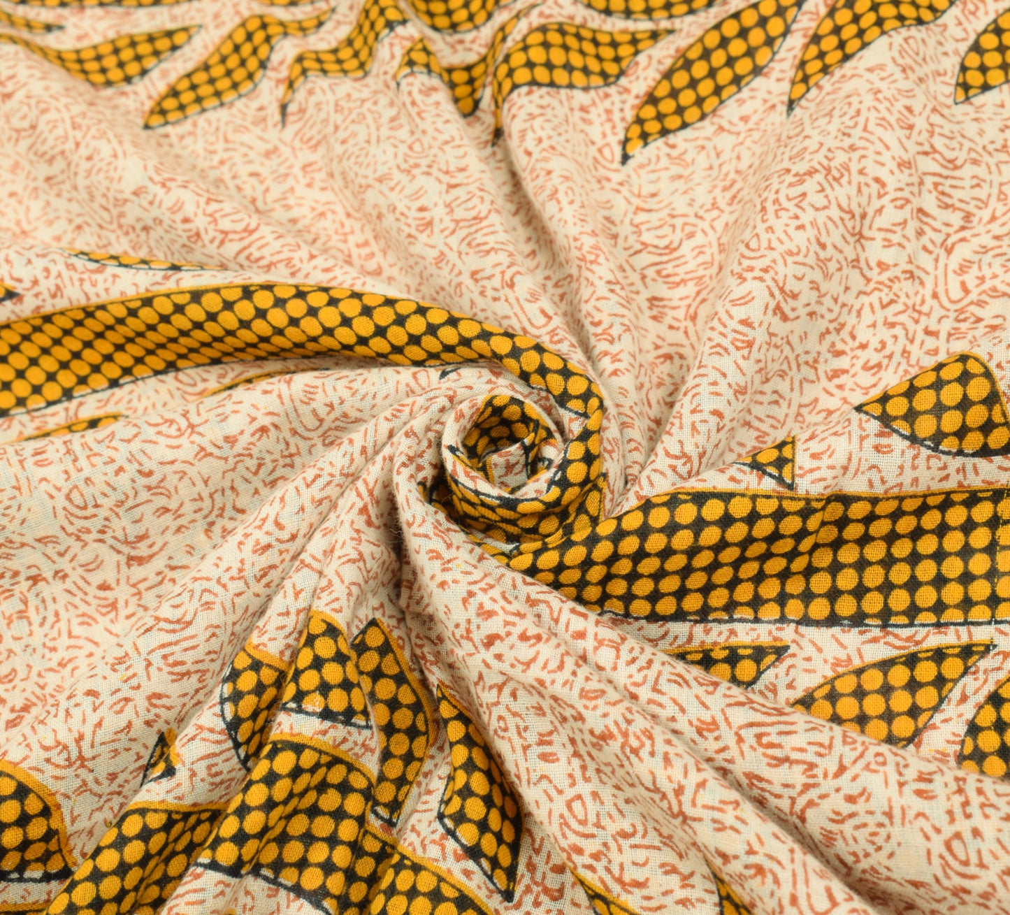 Sushila Vintage Floral Cream Saree 100% Pure Cotton Printed Soft Craft Fabric