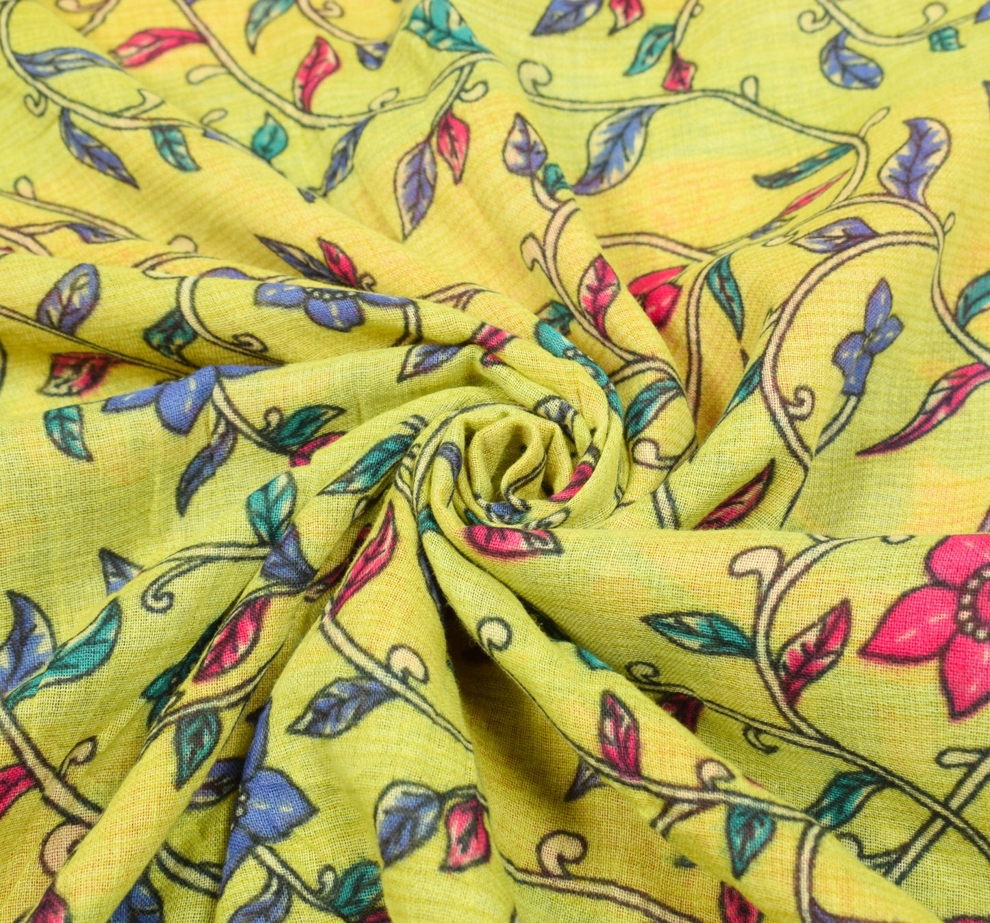 Sushila Vintage Green Kalamkari Saree Pure Cotton Hand Printed Soft Craft Fabric