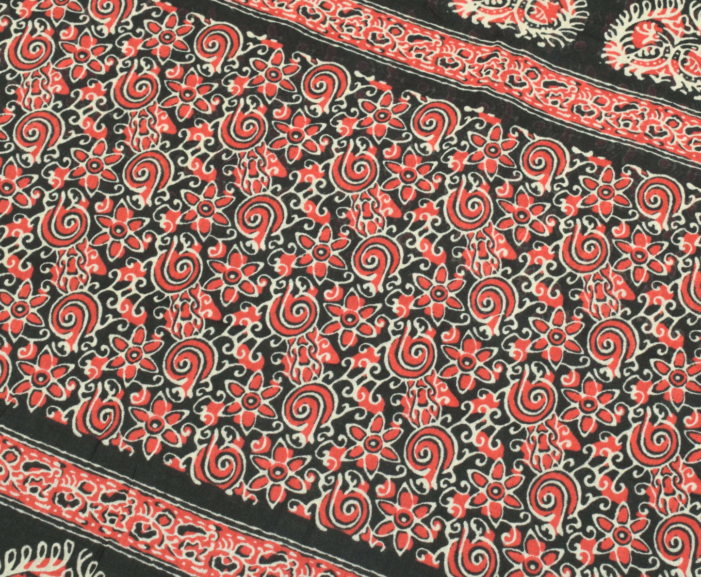 Sushila Vintage Floral Black Saree Pure Cotton Hand Block Printed Soft Fabric