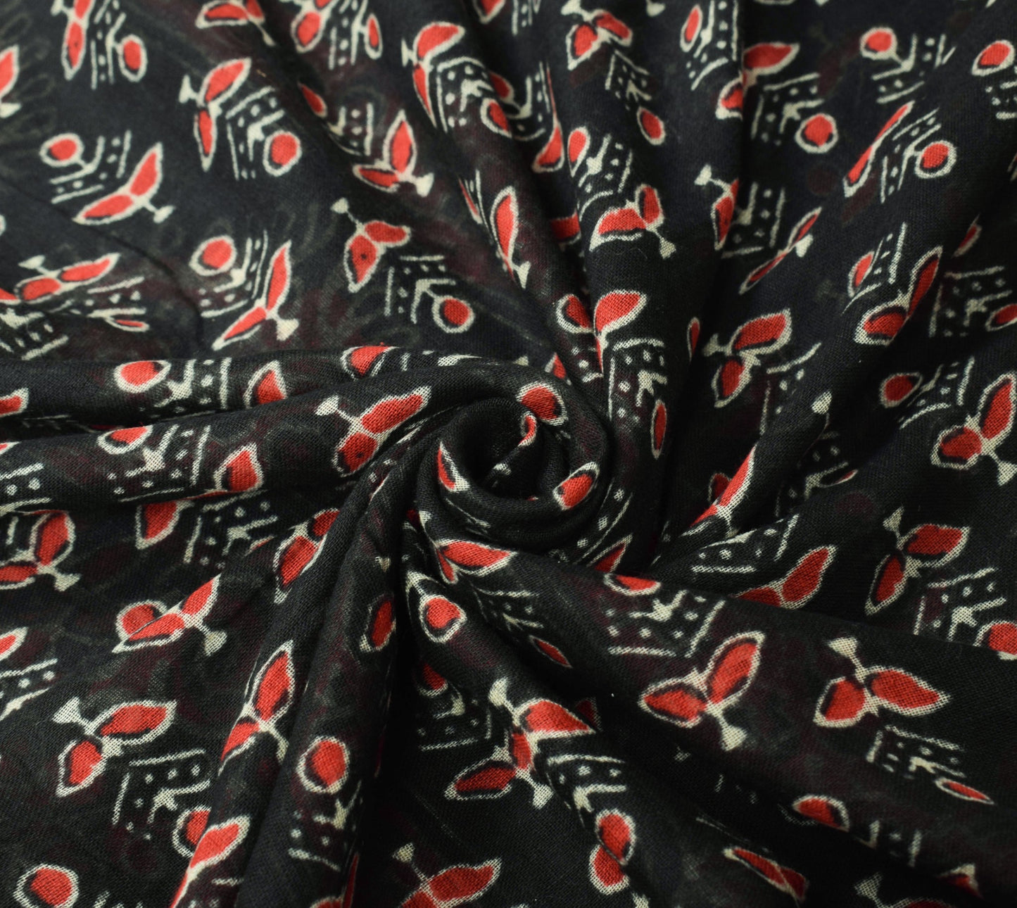 Sushila Vintage Floral Black Saree Pure Cotton Hand Block Printed Soft Fabric