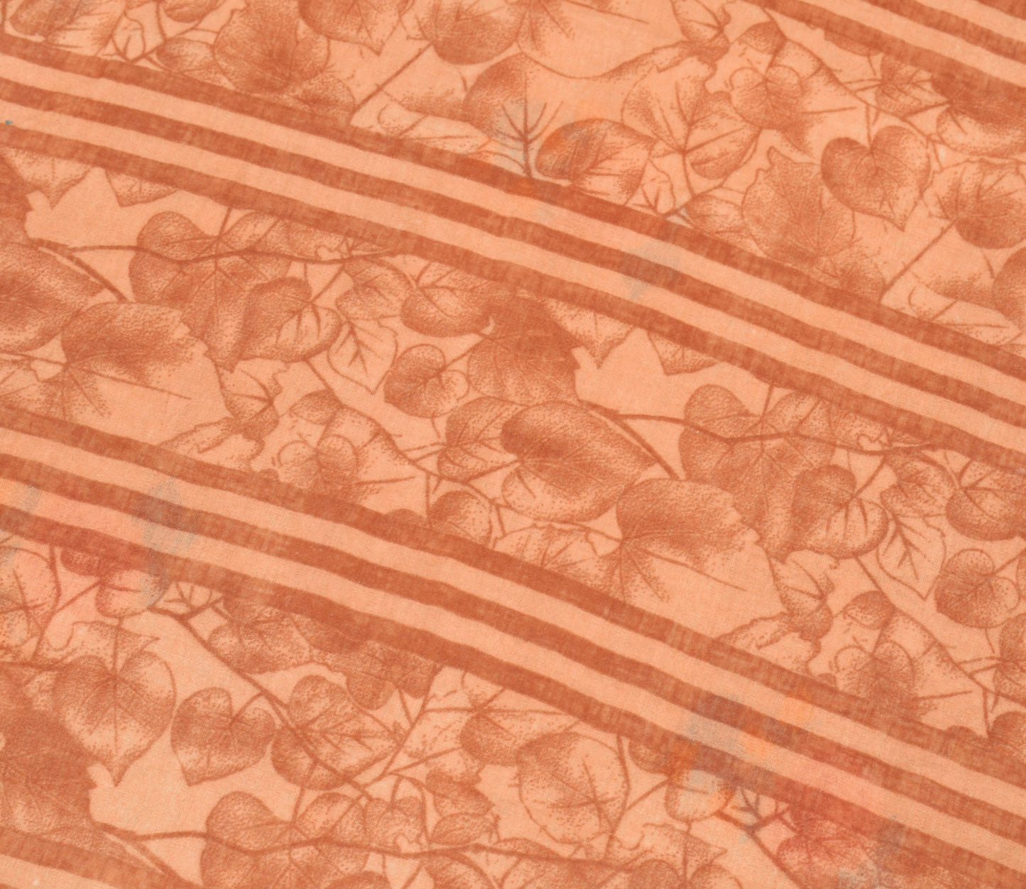 Sushila Vintage Floral Saree 100% Pure Cotton Printed Cream Indian Craft Fabric