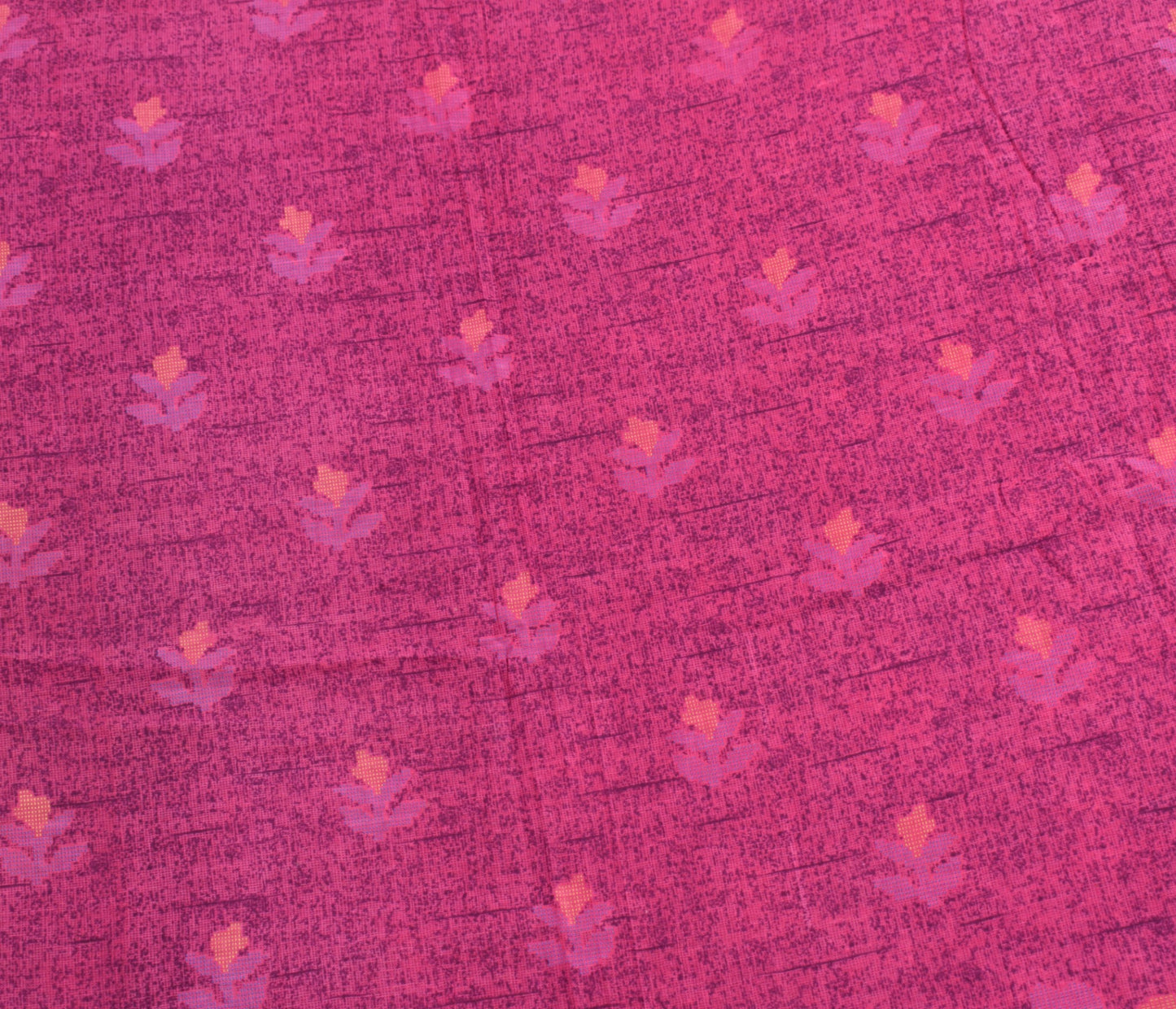 Sushila Vintage Pink Saree Soft Pure Cotton Printed Floral Indian Craft Fabric