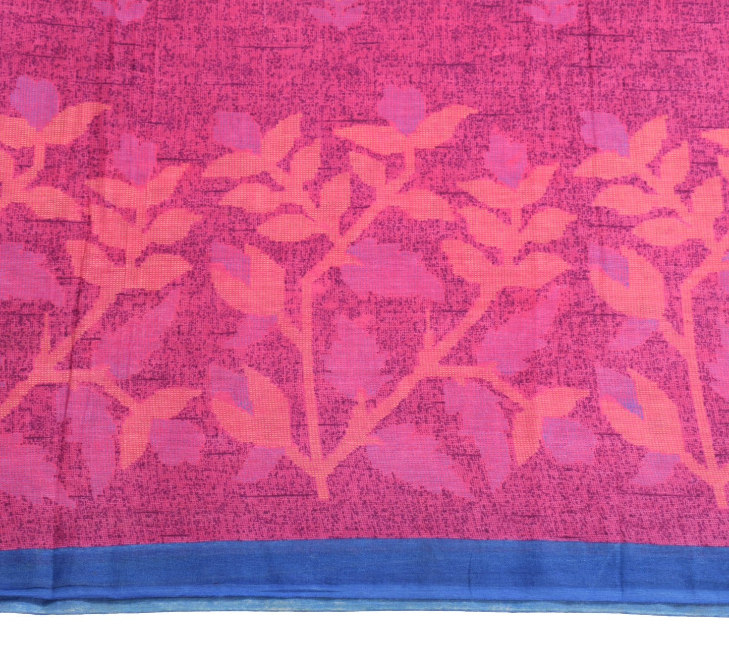 Sushila Vintage Pink Saree Soft Pure Cotton Printed Floral Indian Craft Fabric