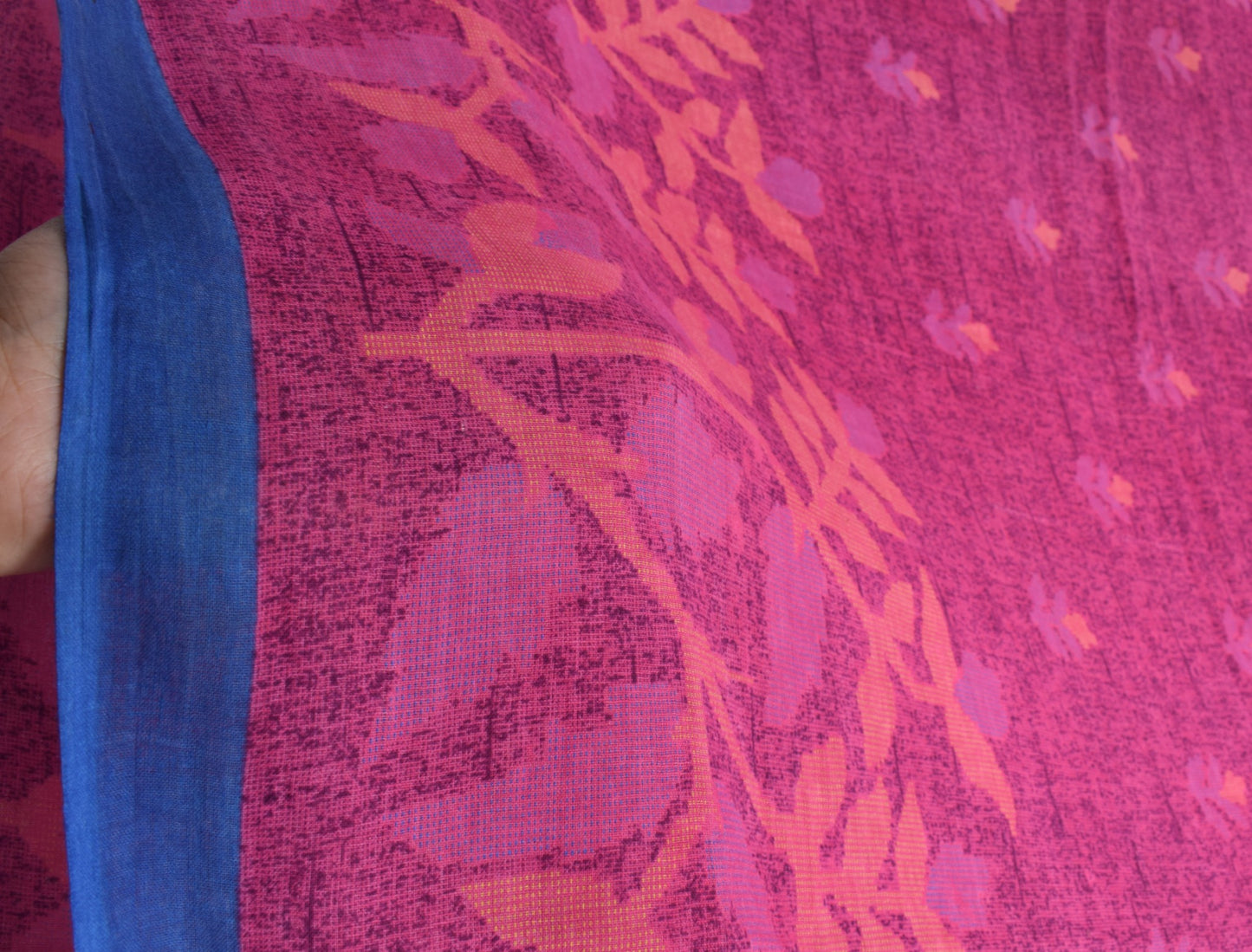 Sushila Vintage Pink Saree Soft Pure Cotton Printed Floral Indian Craft Fabric