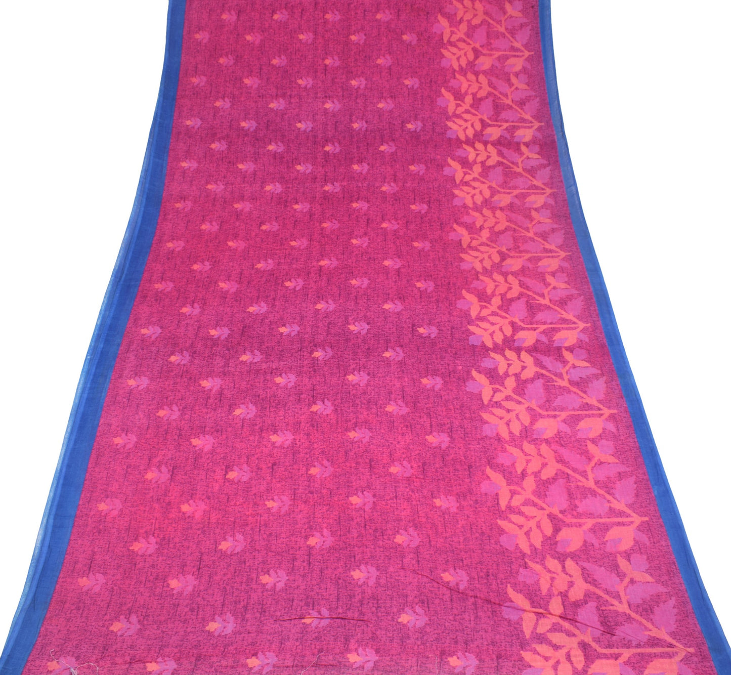 Sushila Vintage Pink Saree Soft Pure Cotton Printed Floral Indian Craft Fabric