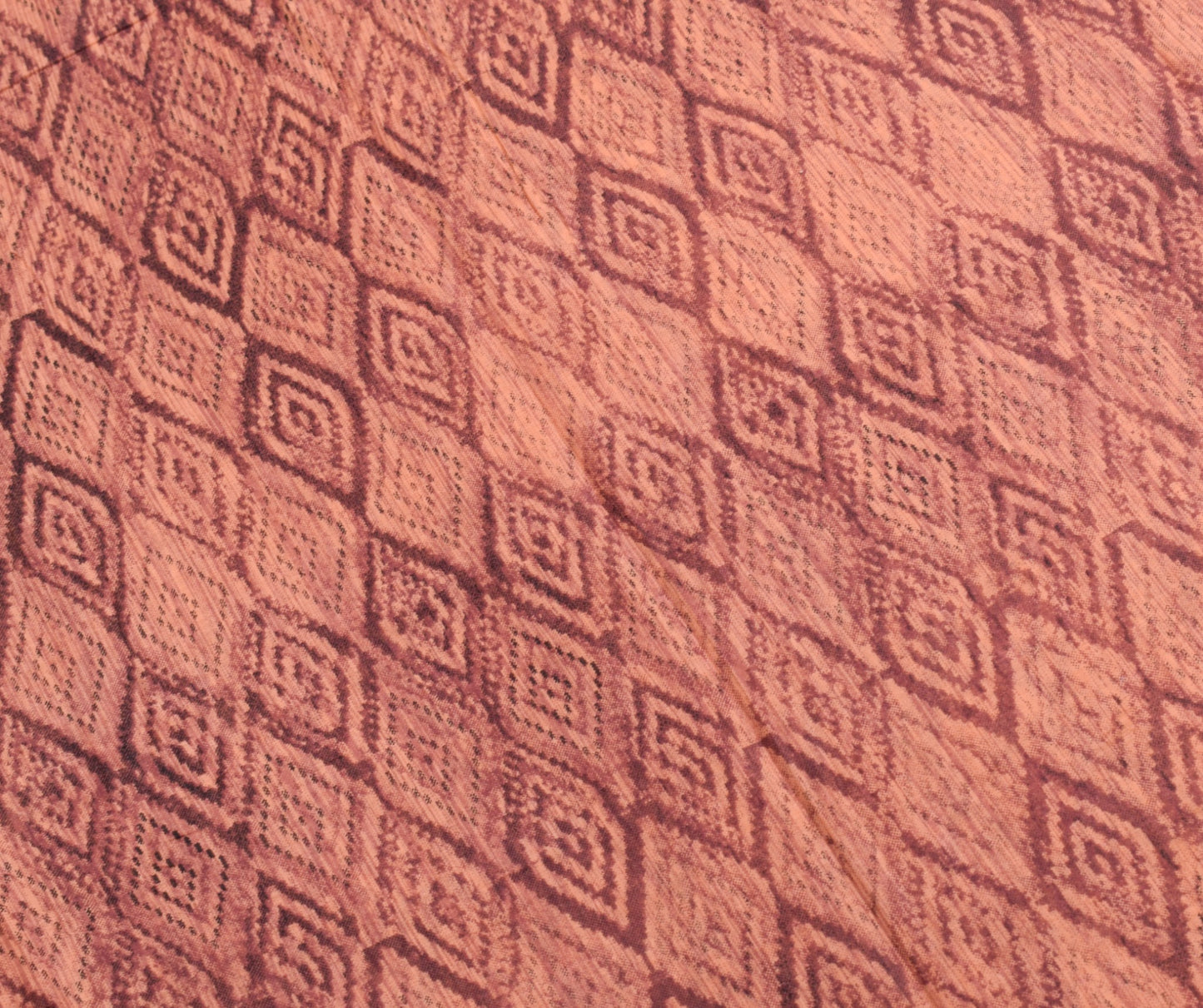 Sushila Vintage Dark Brown Saree Pure Cotton Printed Geometric Soft Craft Fabric
