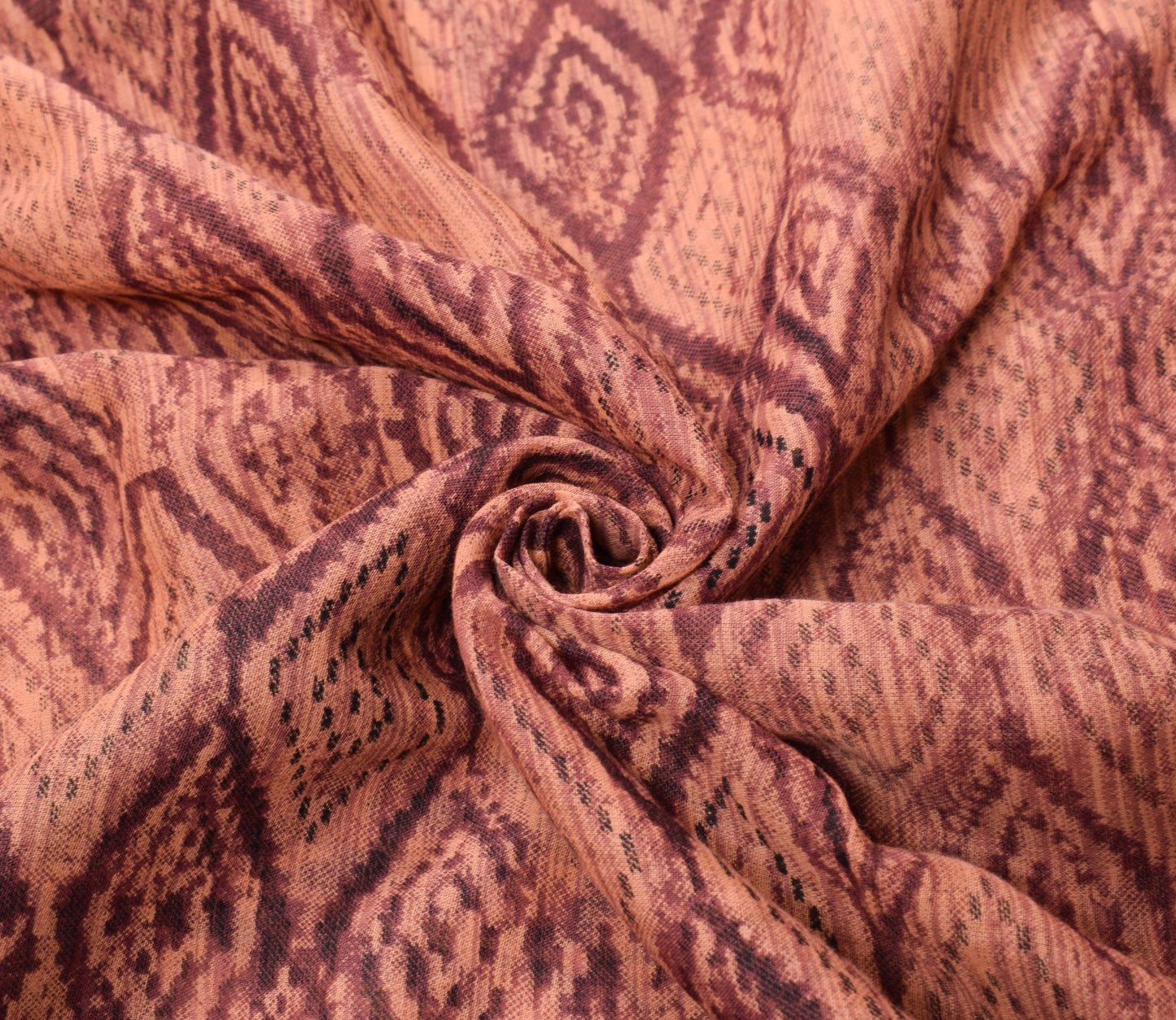 Sushila Vintage Dark Brown Saree Pure Cotton Printed Geometric Soft Craft Fabric
