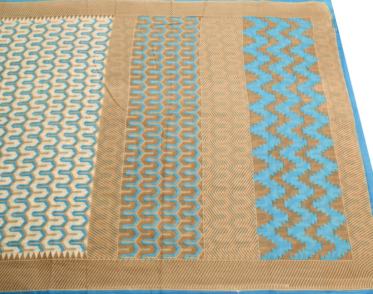 Sushila Vintage 100% Pure Cotton Saree Multi-Color Printed Soft Craft Fabric