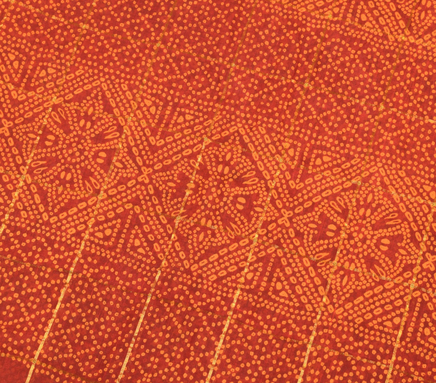 Sushila Vintage Bandhani Print Saree Pure Cotton Green Sari Soft 6 Yard Fabric