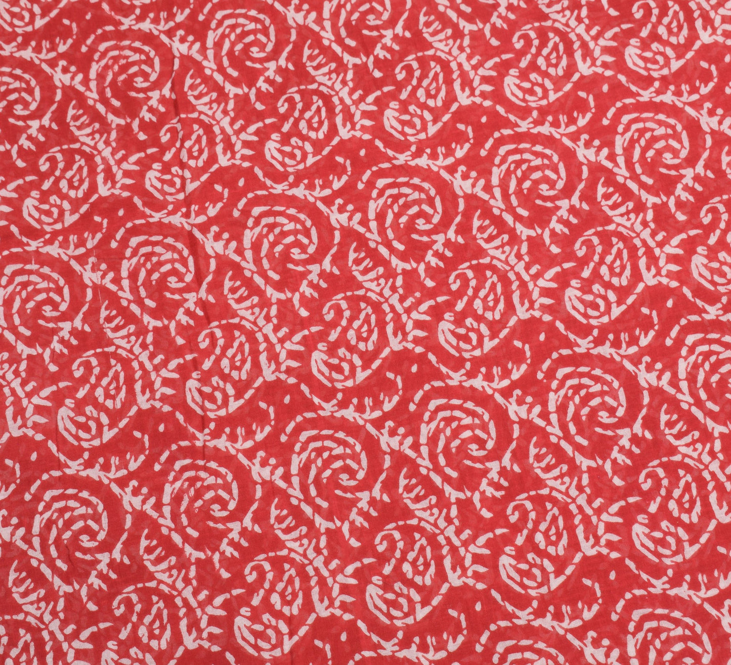 Sushila Vintage Red Blue Saree 100%Pure Cotton Printed Paisley Soft Craft Fabric