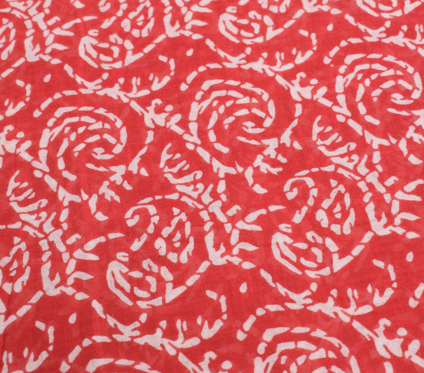 Sushila Vintage Red Blue Saree 100%Pure Cotton Printed Paisley Soft Craft Fabric