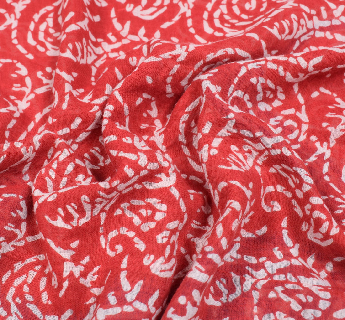 Sushila Vintage Red Blue Saree 100%Pure Cotton Printed Paisley Soft Craft Fabric