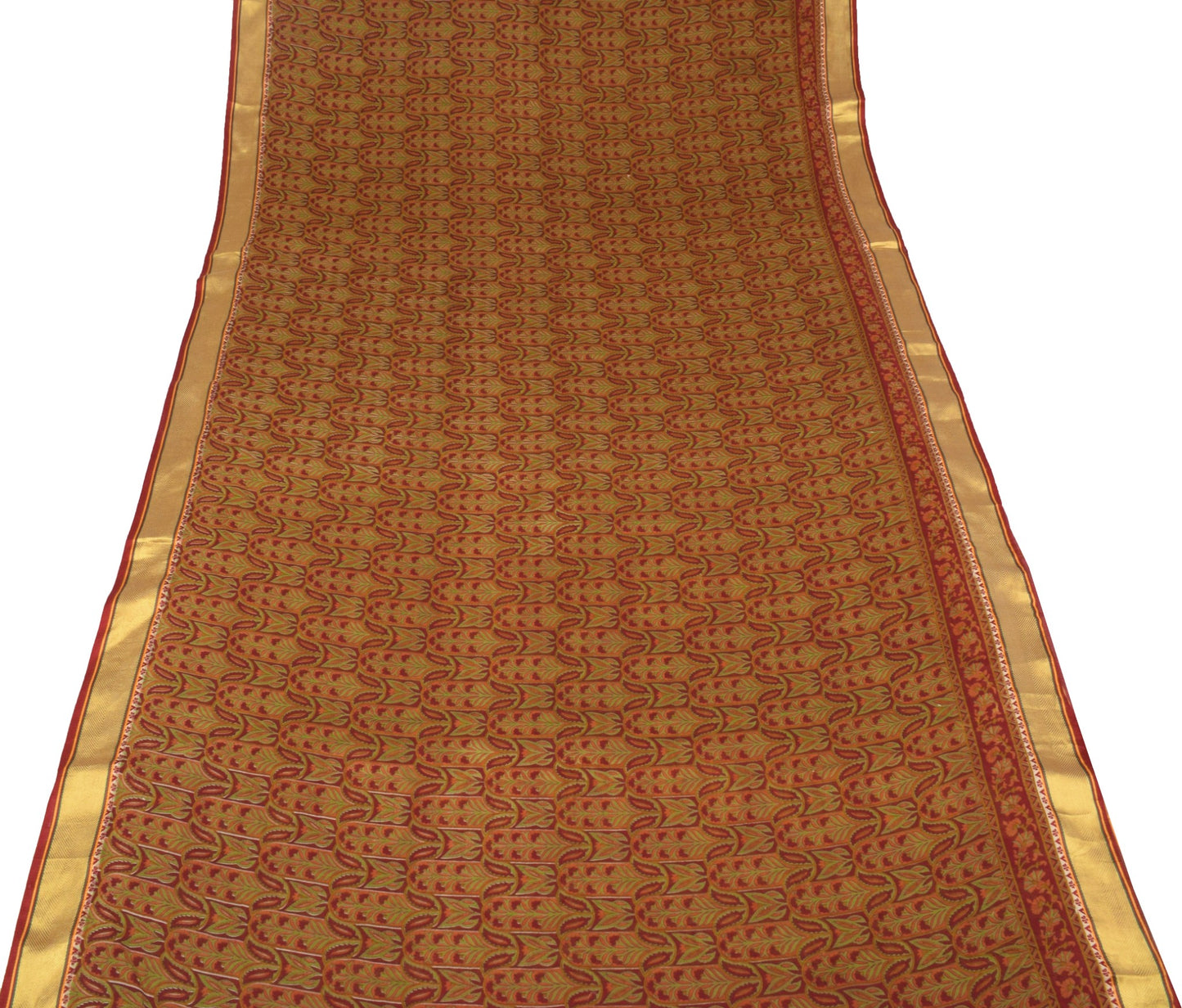 Sushila Vintage Maroon Floral Print Saree Zari Border Pure Cotton Soft Fabric