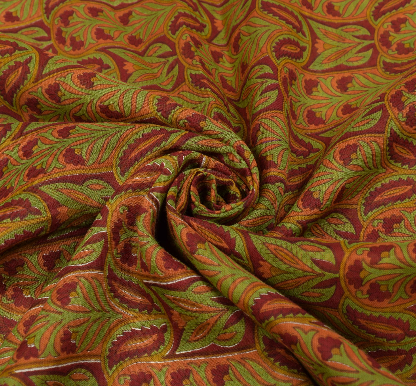 Sushila Vintage Maroon Floral Print Saree Zari Border Pure Cotton Soft Fabric