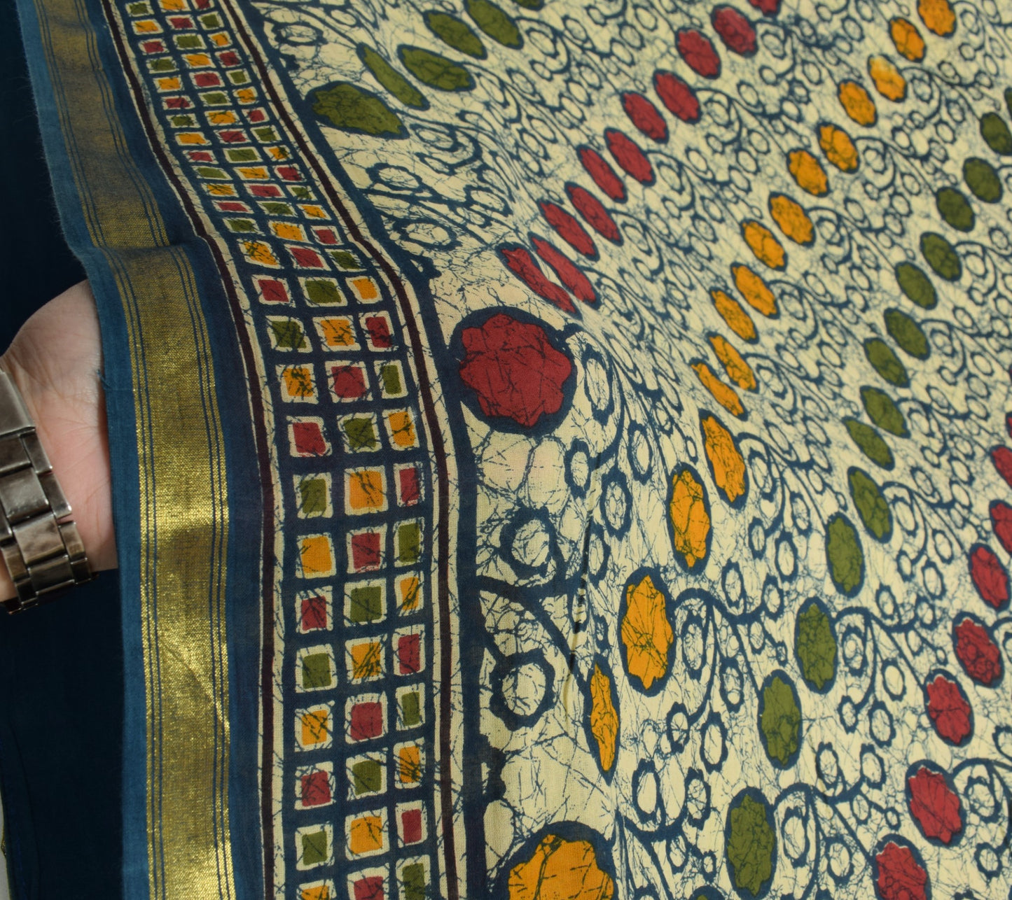 Sushila Vintage Cream Saree Pure Cotton Printed DailyWear Sari Soft Craft Fabric