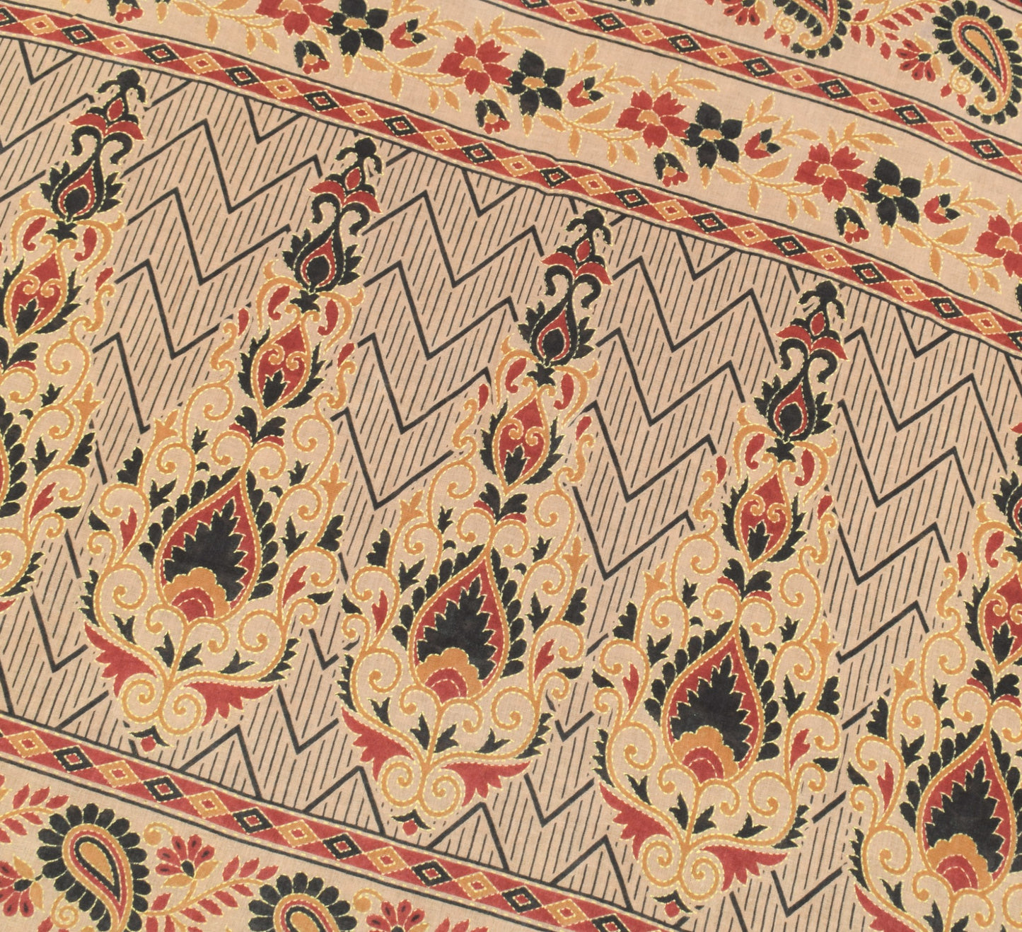 Sushila Vintage Black Saree 100% Pure Cotton Printed Indian Soft Craft Fabric