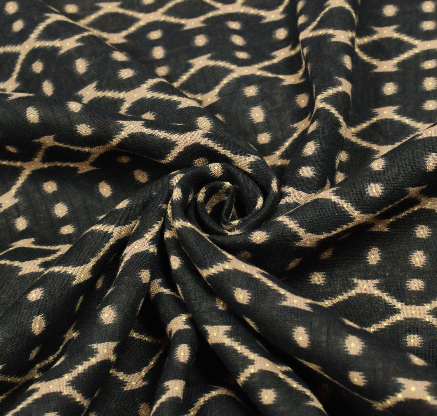 Sushila Vintage Black Saree 100% Pure Cotton Printed Indian Soft Craft Fabric