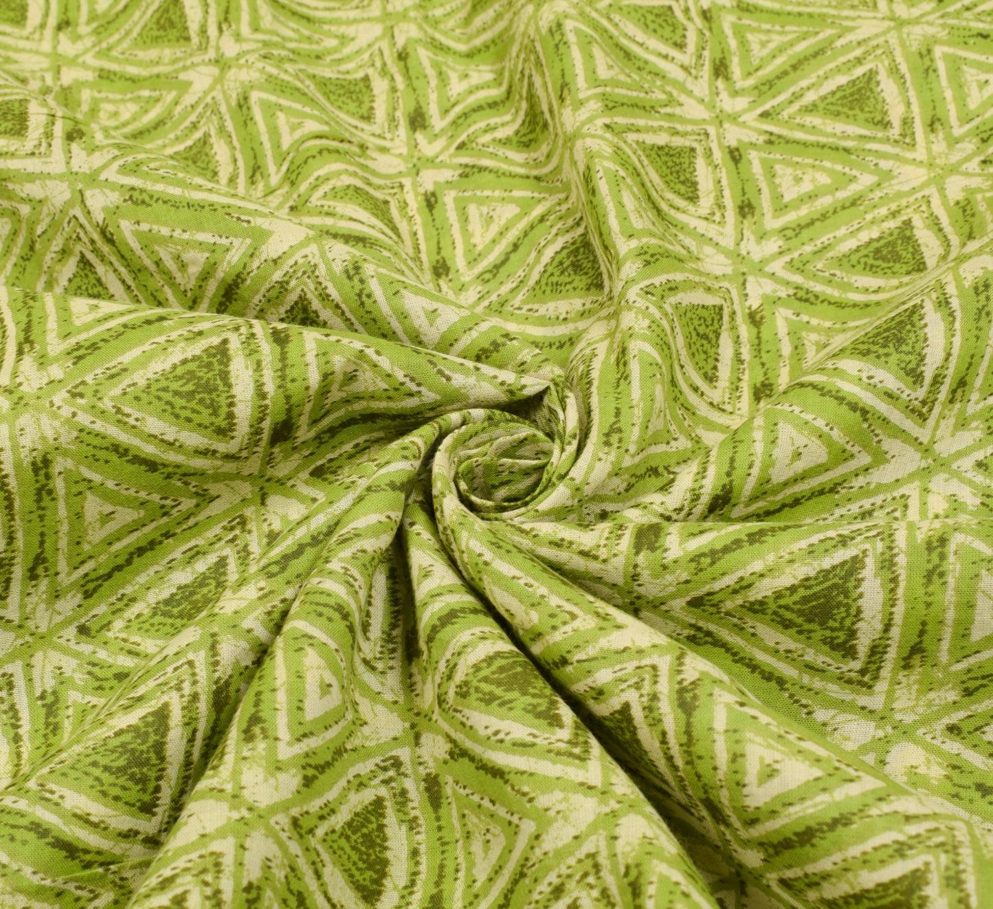 Sushila Vintage Geometrical Saree Pure Cotton Printed Green Soft Craft Fabric