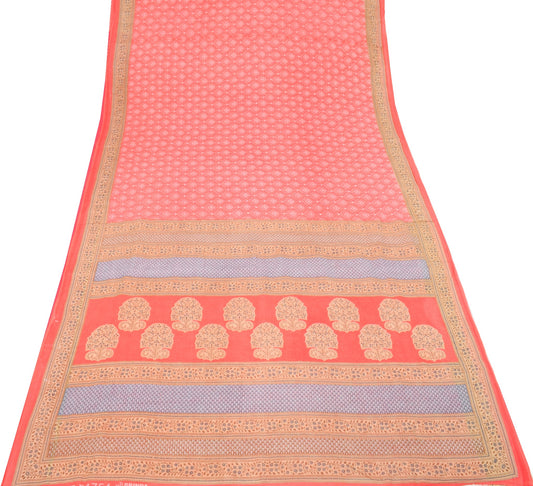 Sushila Vintage Saree 100% Pure Cotton Printed Geometrical Soft Craft Fabric