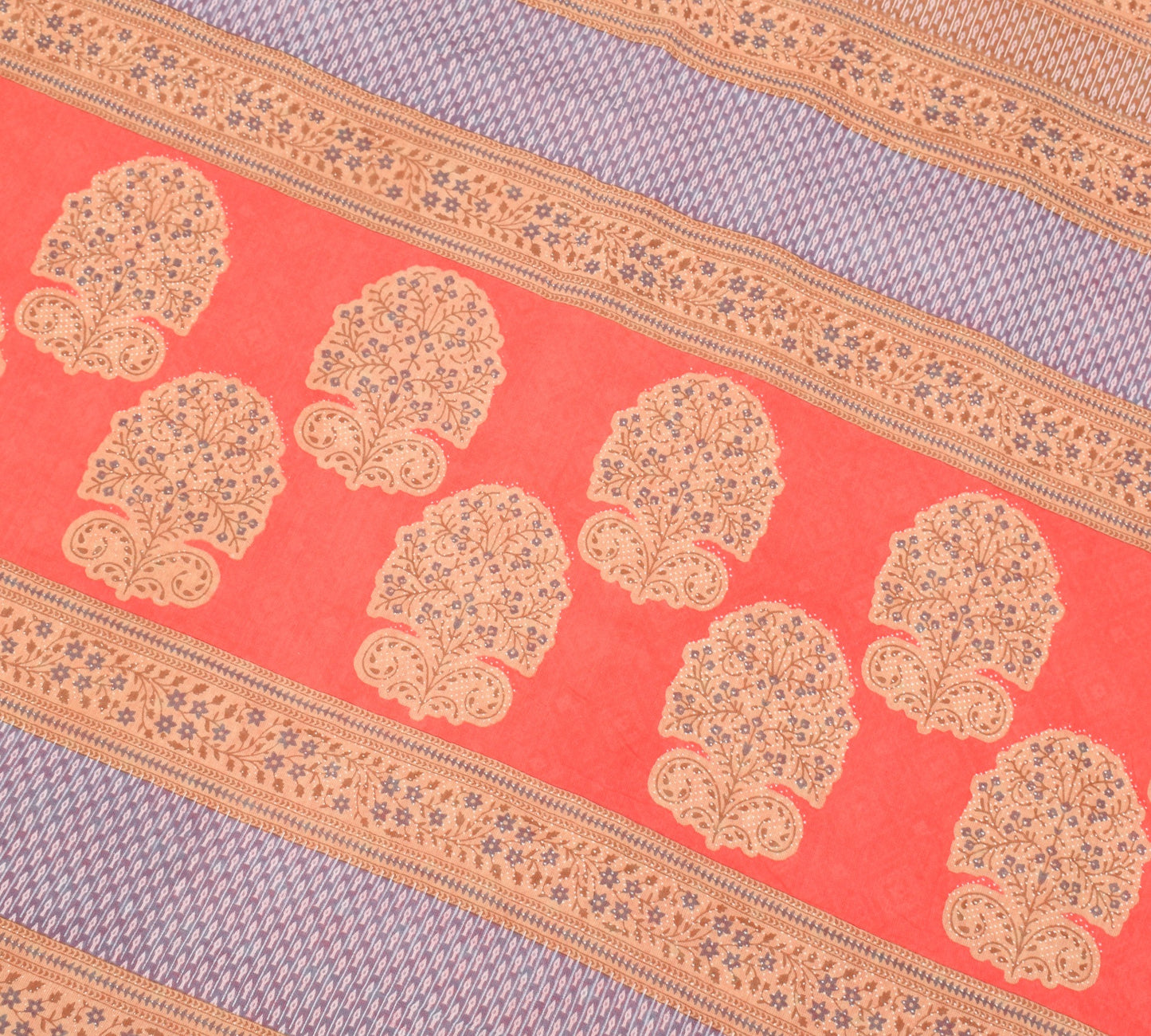 Sushila Vintage Saree 100% Pure Cotton Printed Geometrical Soft Craft Fabric