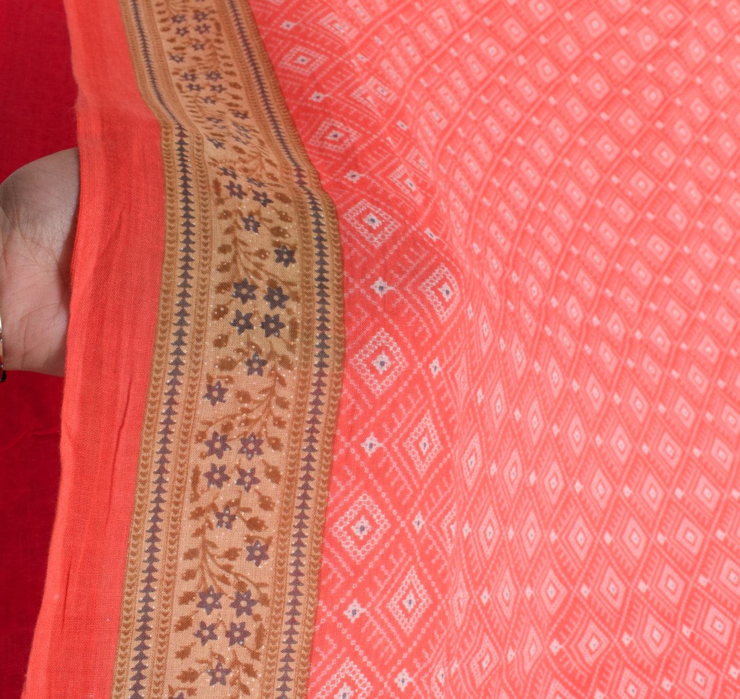 Sushila Vintage Saree 100% Pure Cotton Printed Geometrical Soft Craft Fabric