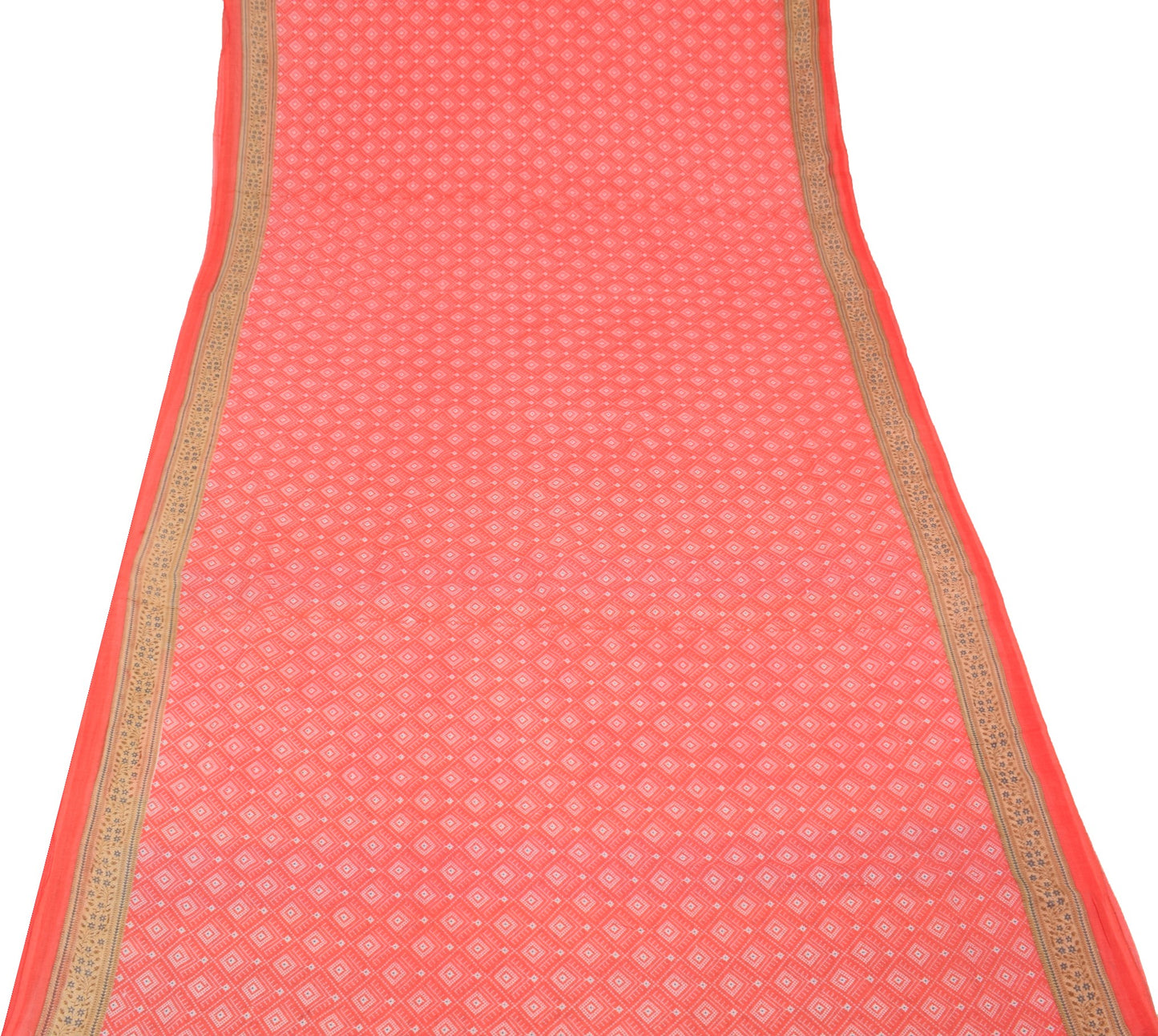 Sushila Vintage Saree 100% Pure Cotton Printed Geometrical Soft Craft Fabric