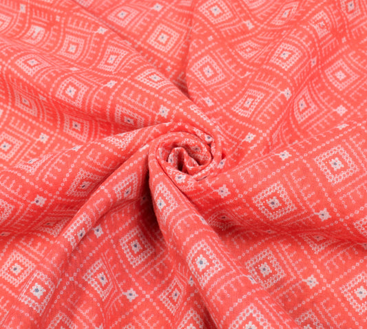 Sushila Vintage Saree 100% Pure Cotton Printed Geometrical Soft Craft Fabric