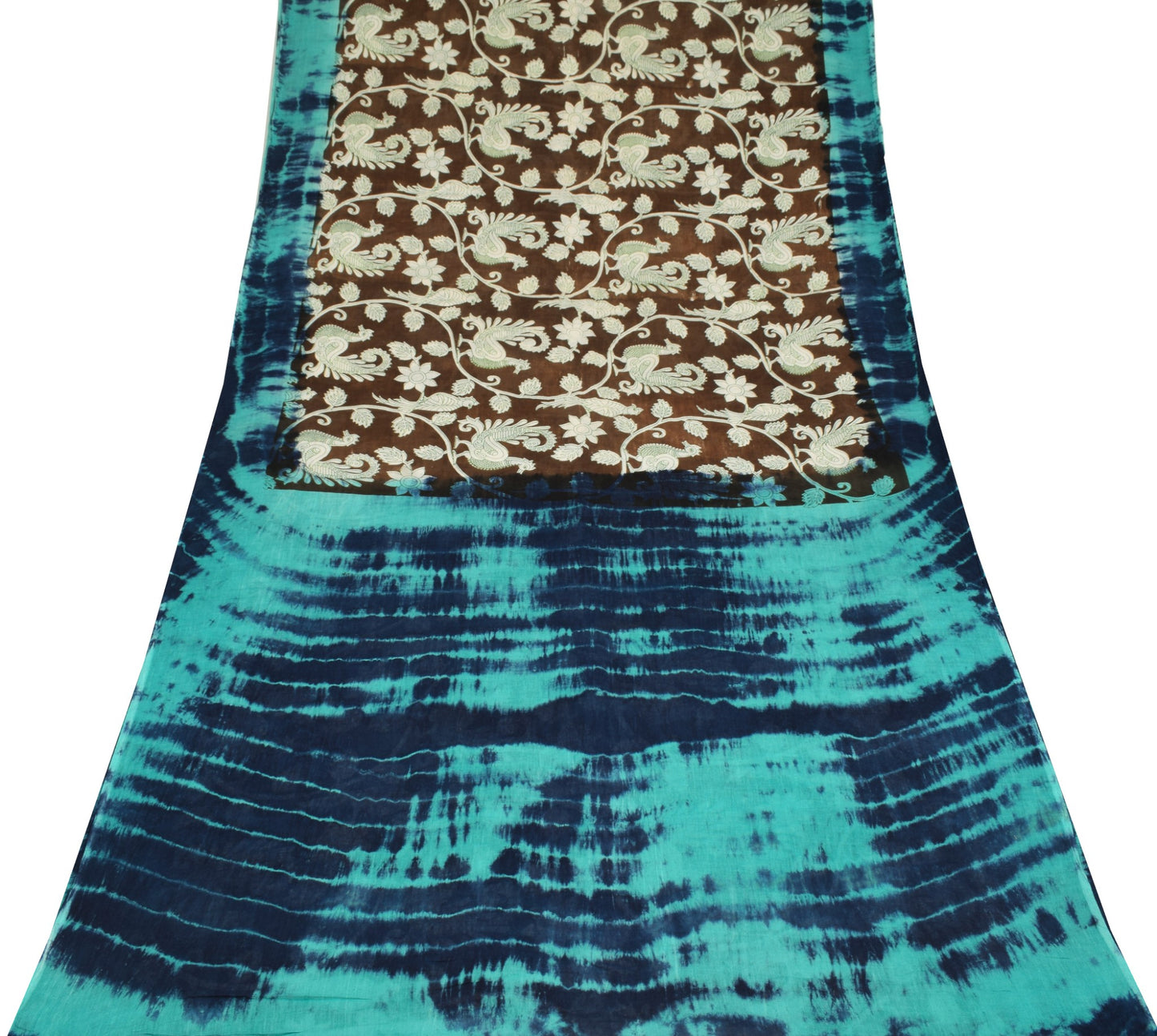 Sushila Vintage Brown Kalamkari Saree 100% Pure Cotton Hand Printed Soft Fabric