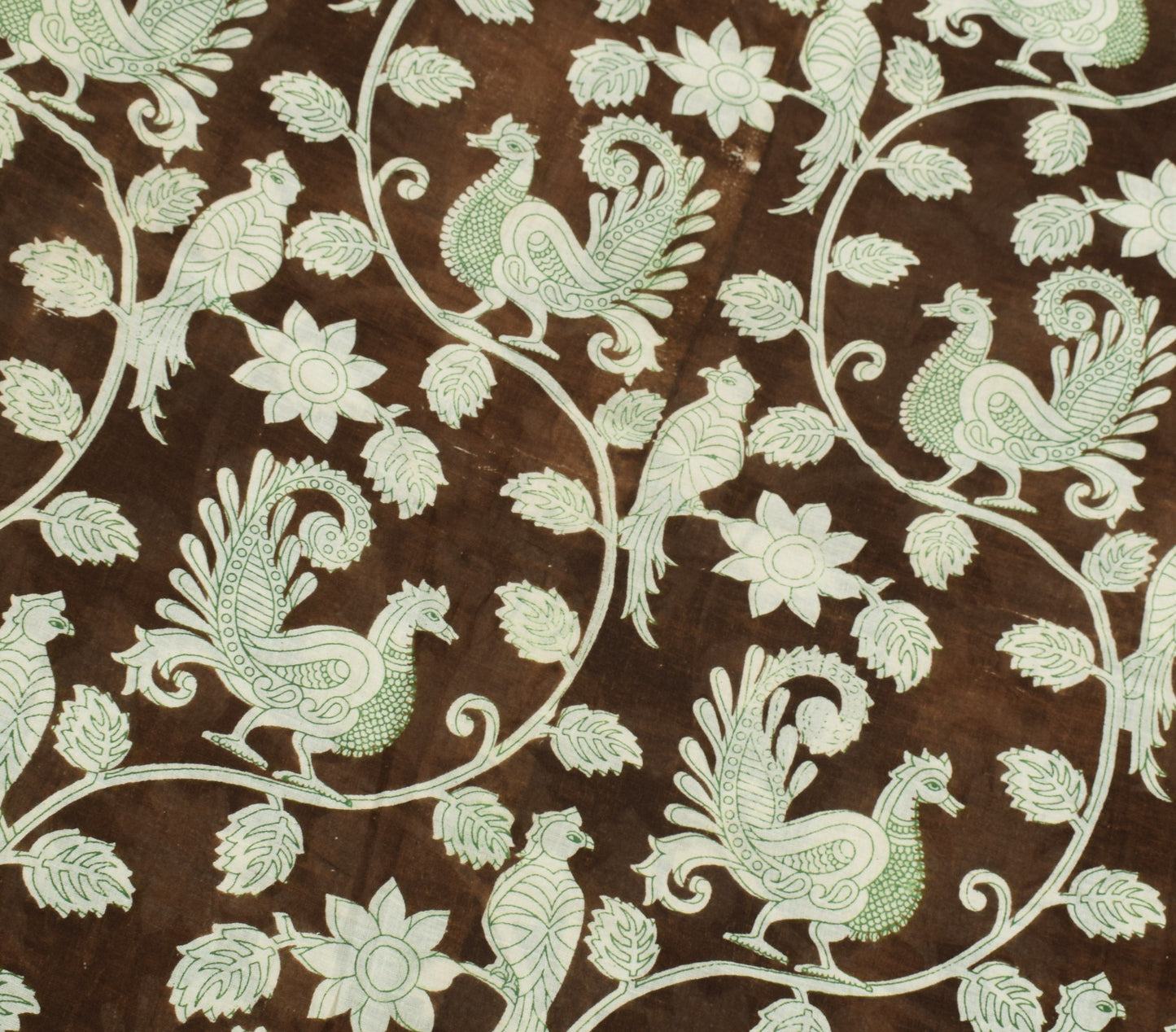 Sushila Vintage Brown Kalamkari Saree 100% Pure Cotton Hand Printed Soft Fabric