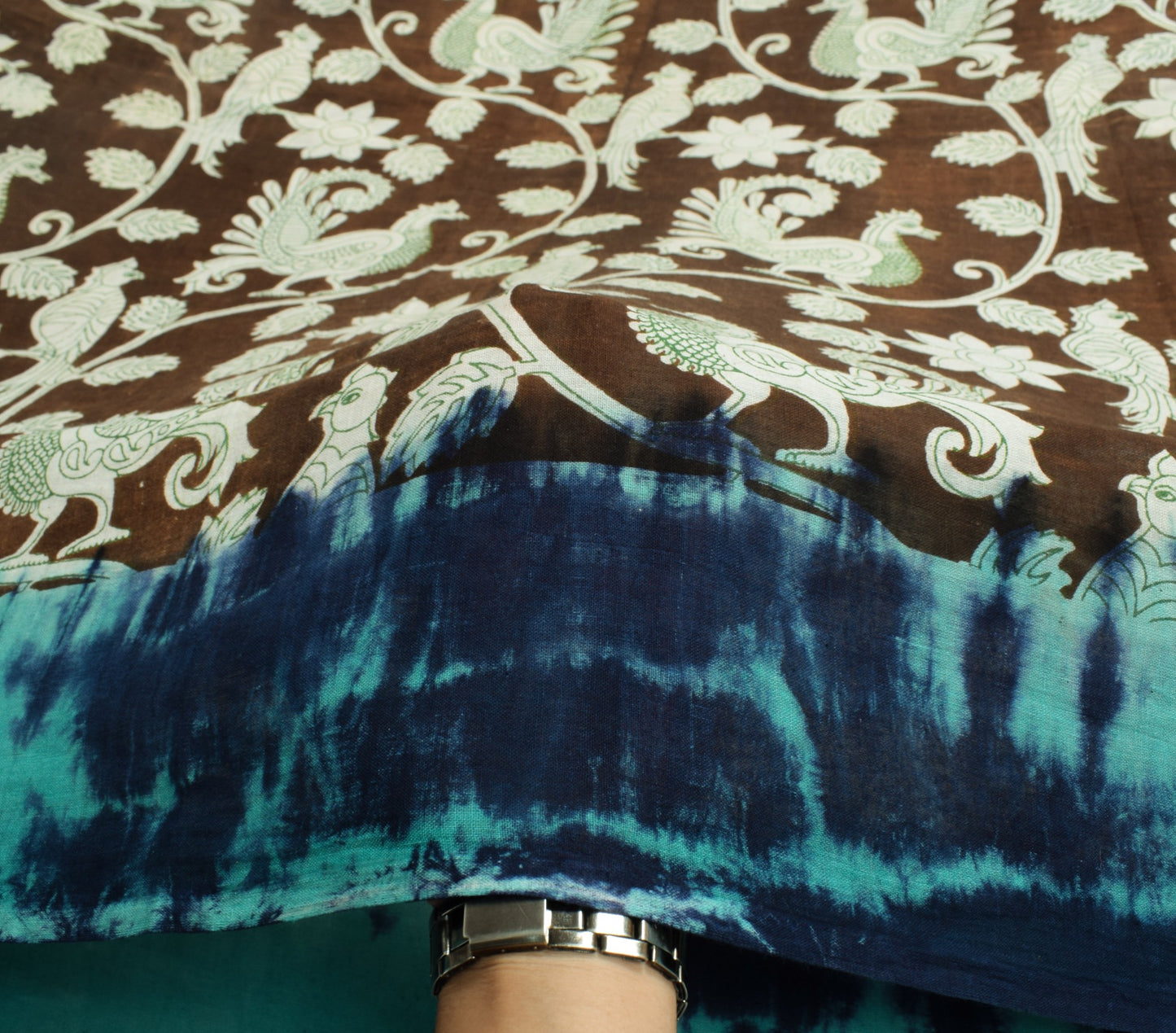 Sushila Vintage Brown Kalamkari Saree 100% Pure Cotton Hand Printed Soft Fabric