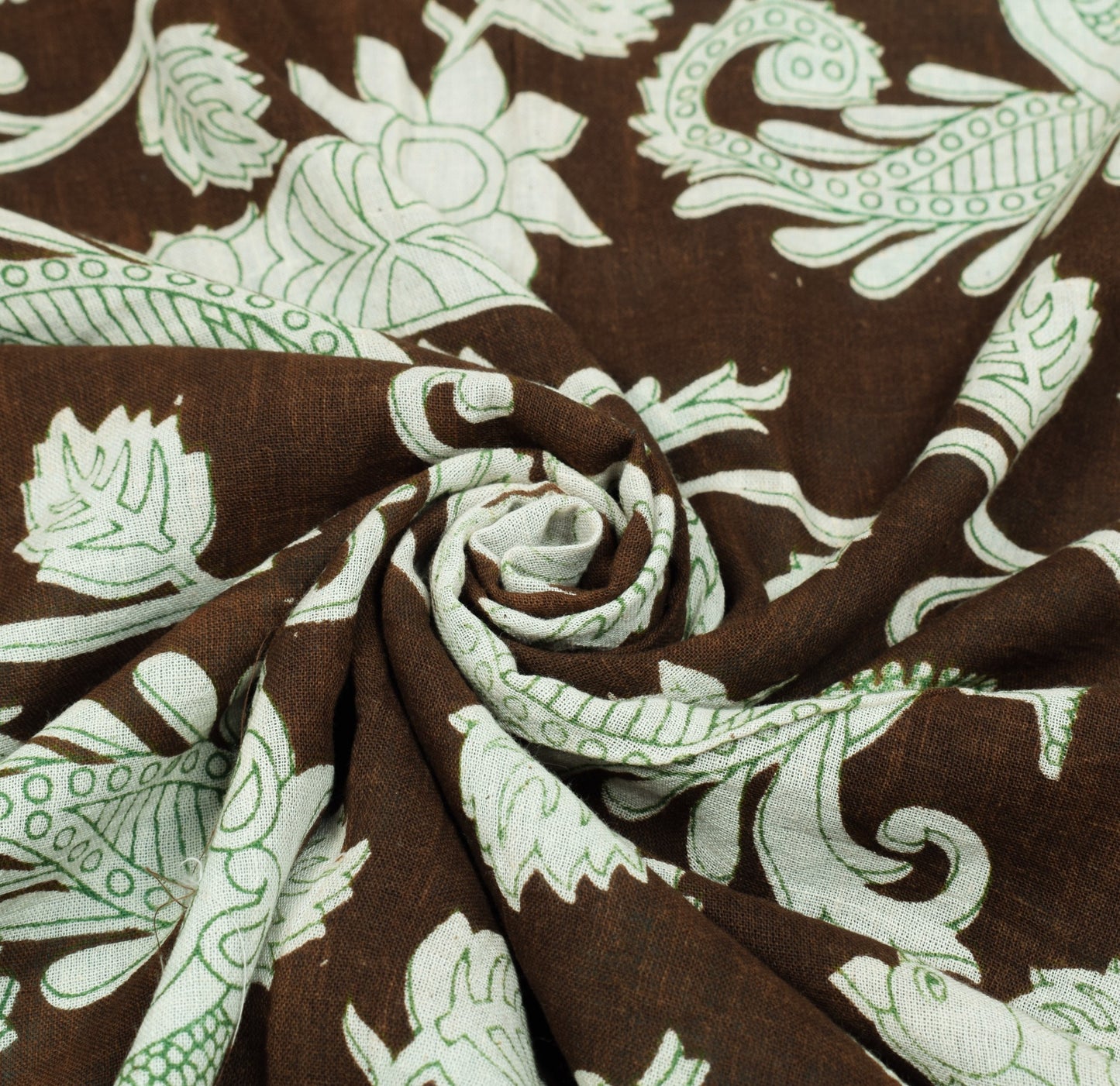 Sushila Vintage Brown Kalamkari Saree 100% Pure Cotton Hand Printed Soft Fabric