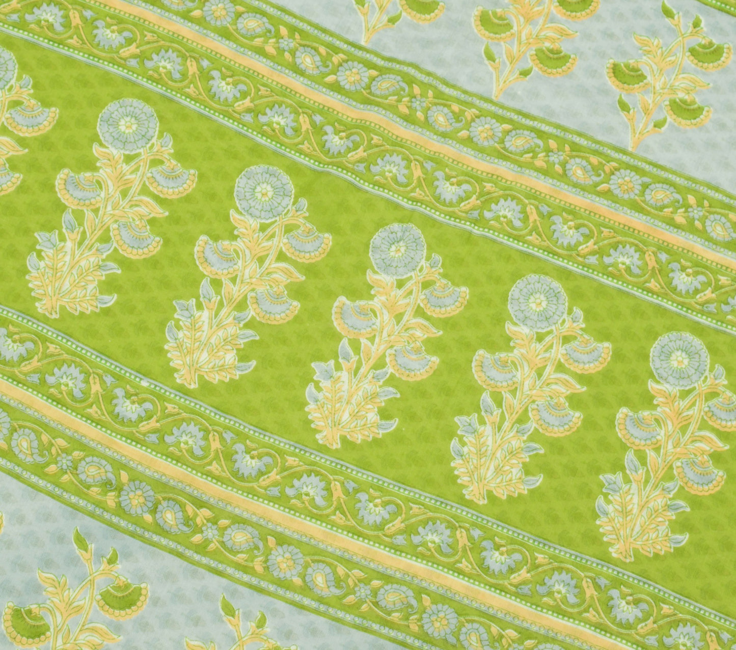 Sushila Vintage Light Green Saree Pure Cotton Printed Floral Soft Craft Fabric