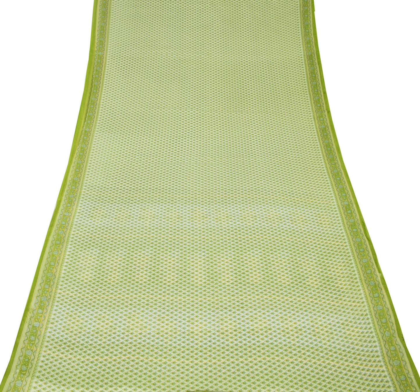 Sushila Vintage Light Green Saree Pure Cotton Printed Floral Soft Craft Fabric