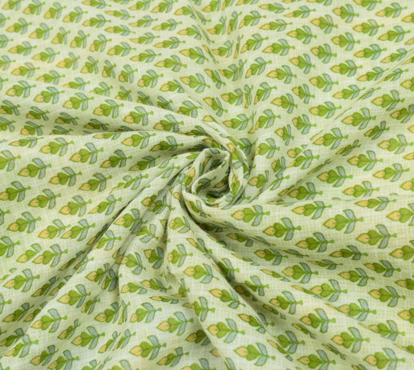 Sushila Vintage Light Green Saree Pure Cotton Printed Floral Soft Craft Fabric