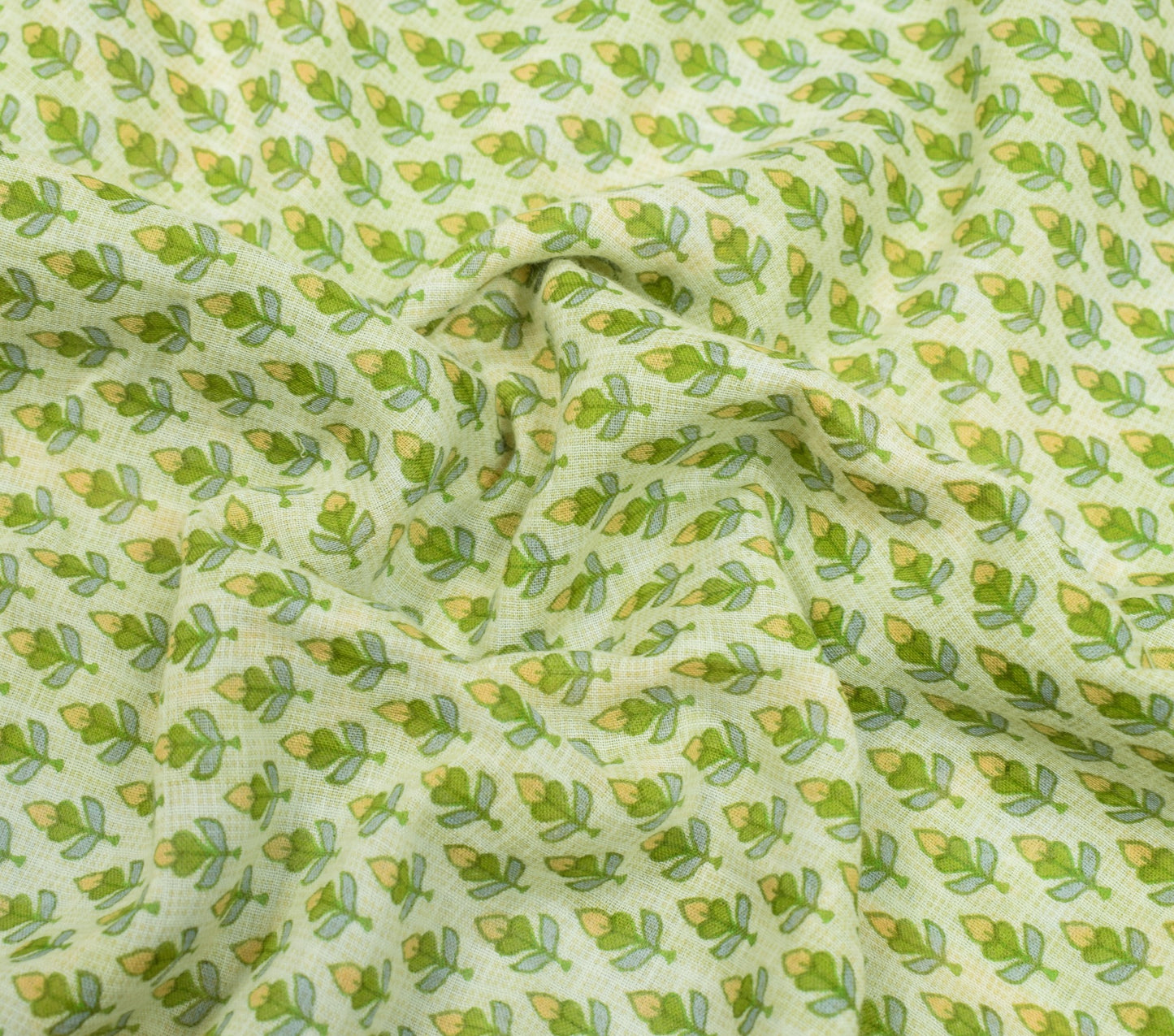 Sushila Vintage Light Green Saree Pure Cotton Printed Floral Soft Craft Fabric